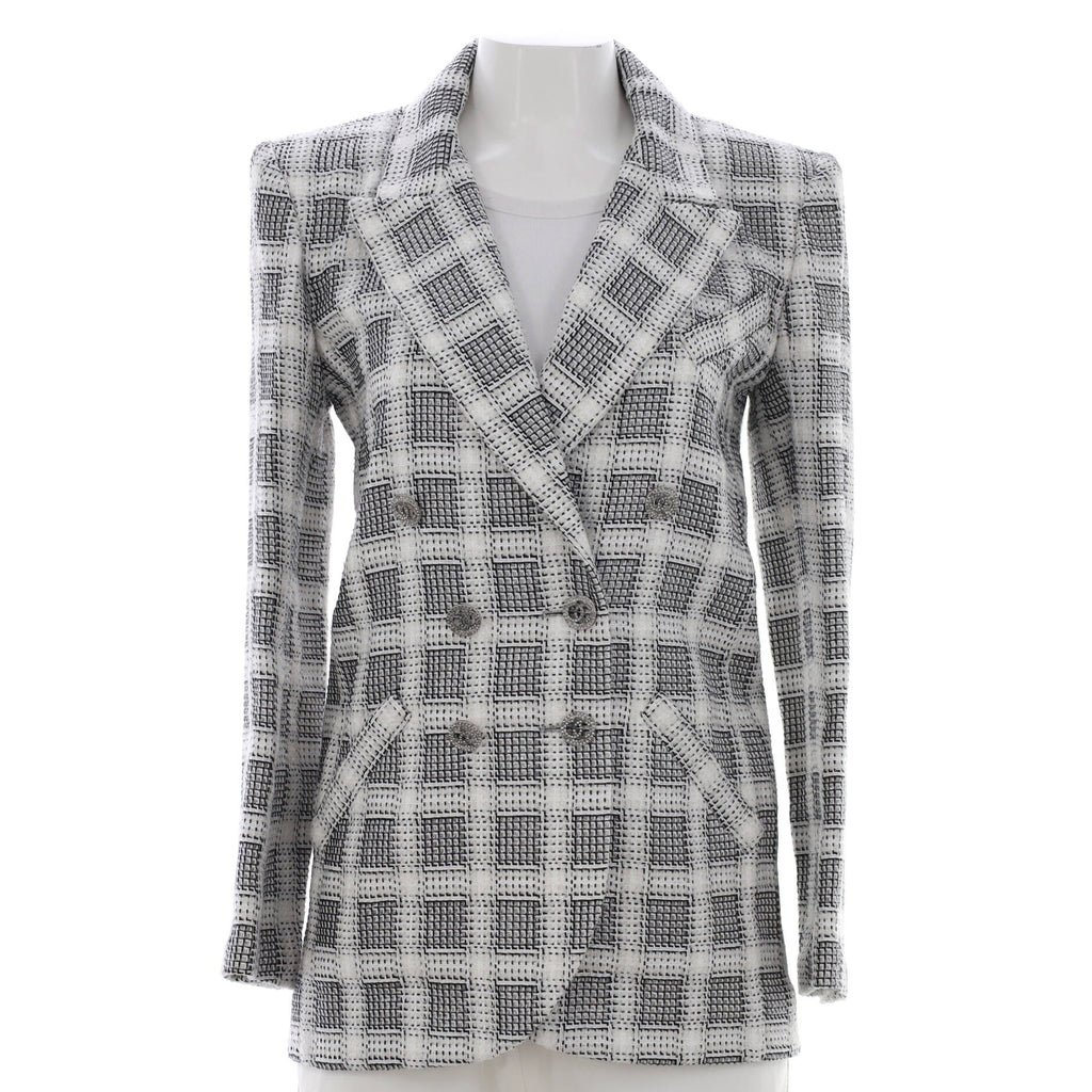 Women's CC Double Breasted Crystal Button Blazer Tweed