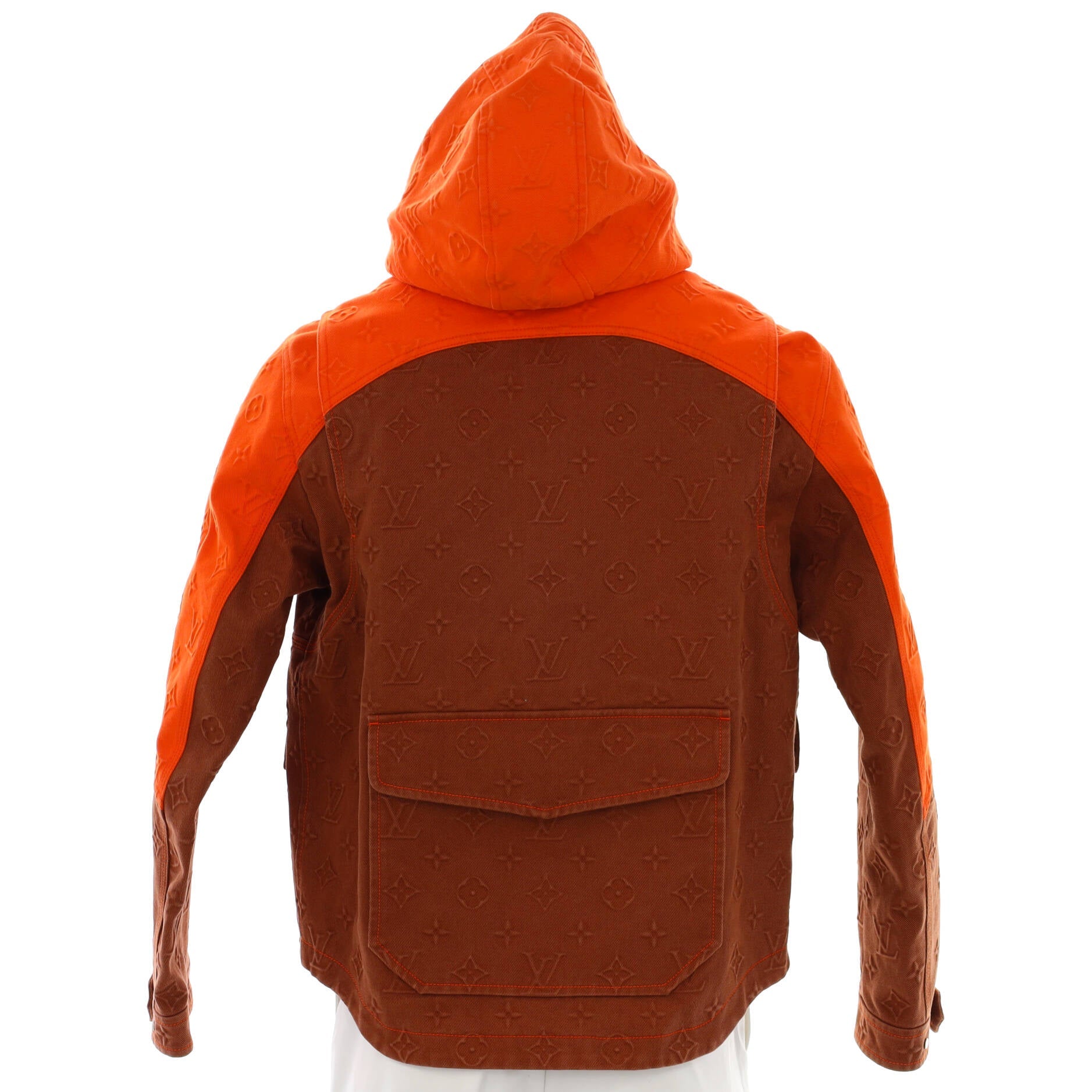 Men's Flap Pocket Hooded Jacket Monogram Denim