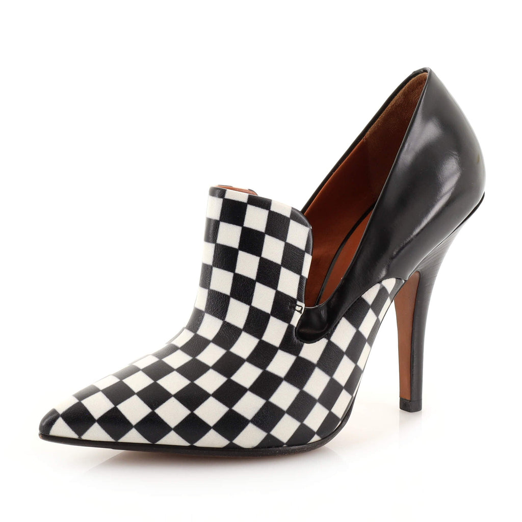 Women's Pointed Pumps Check Printed Leather