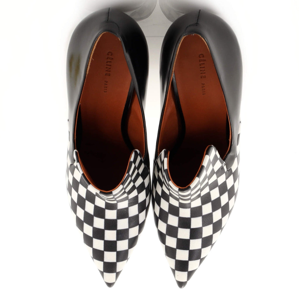 Women's Pointed Pumps Check Printed Leather