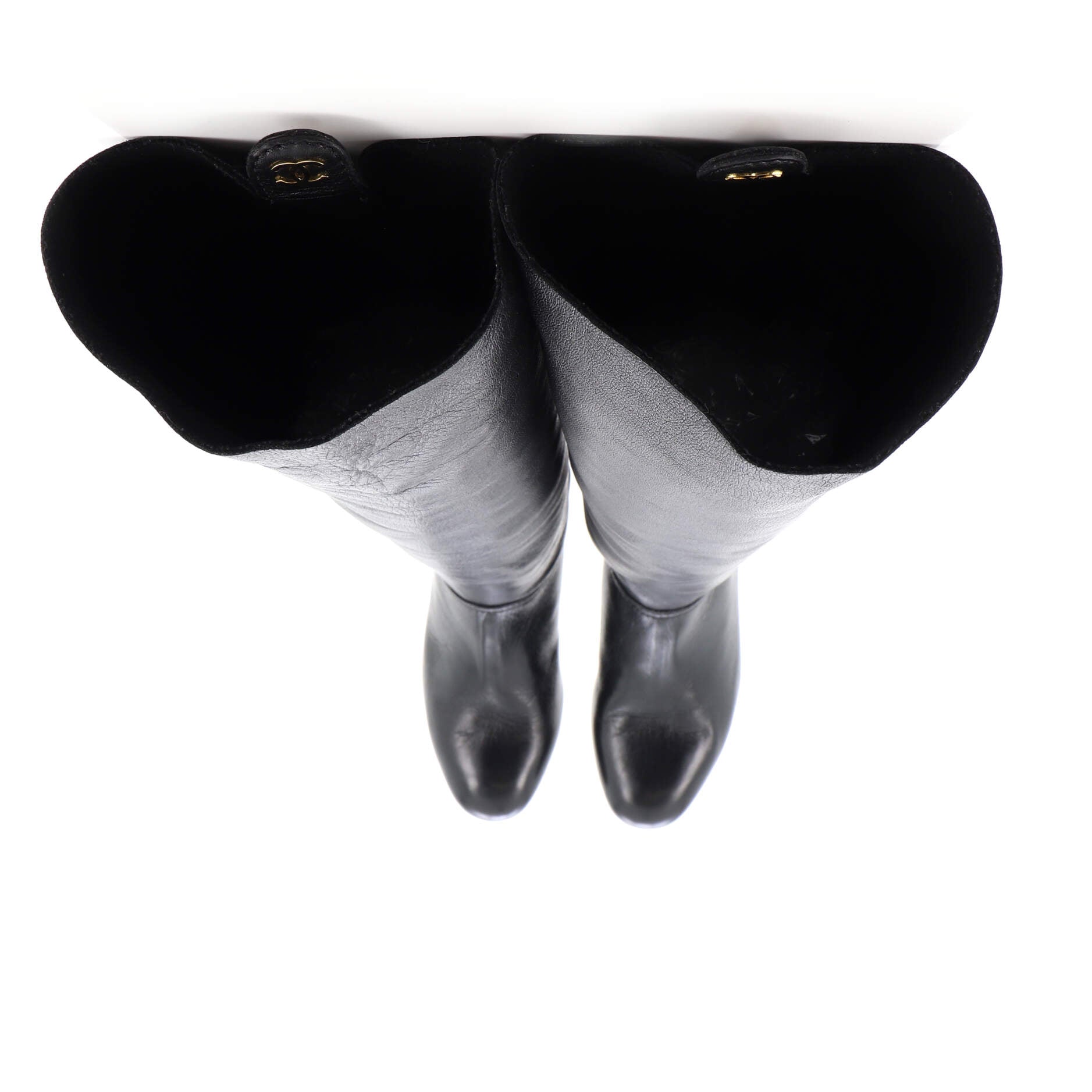 Women's CC Knee High Boots Stitched Calfskin