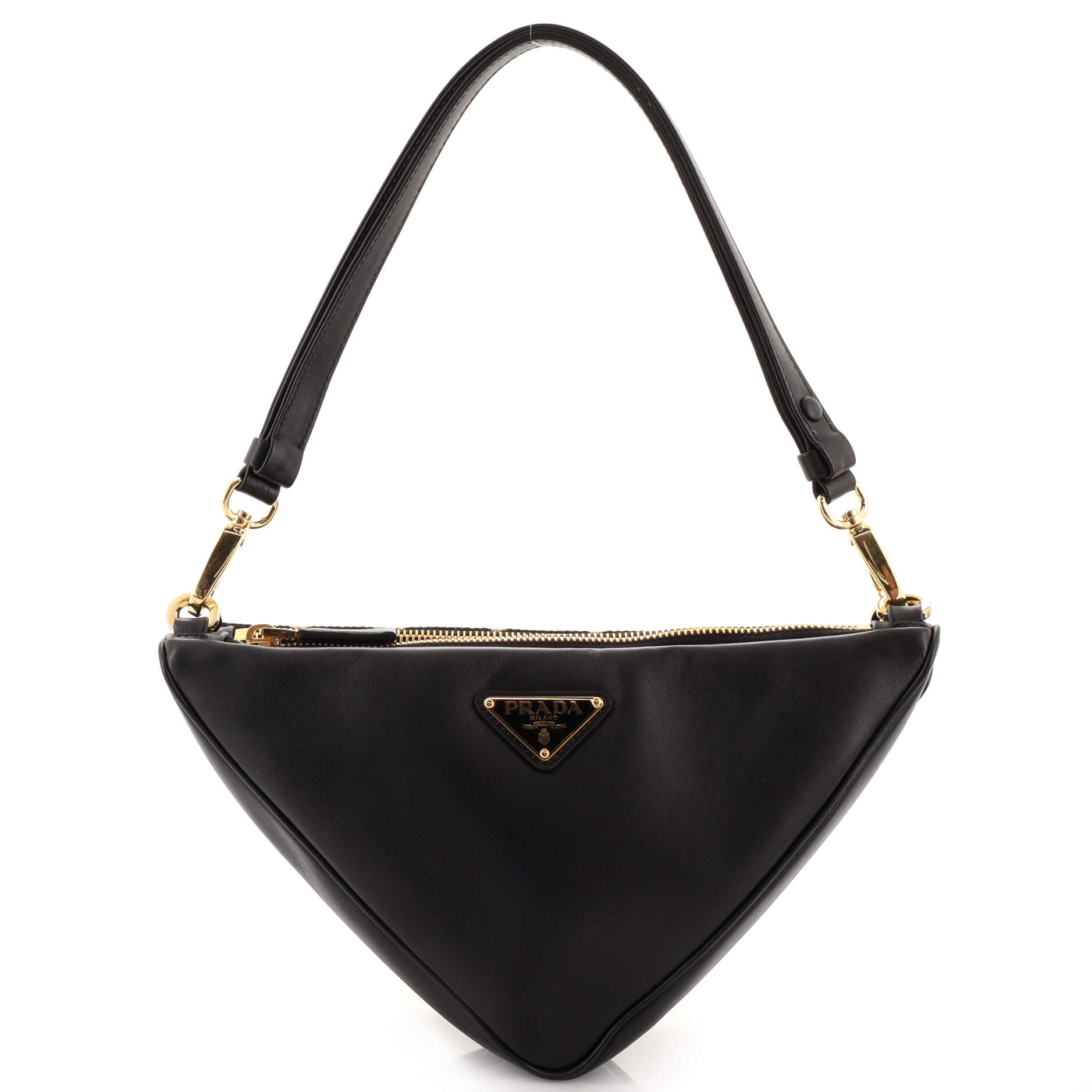 Double Symbole Triangle Bag Leather and Jacquard Mini
