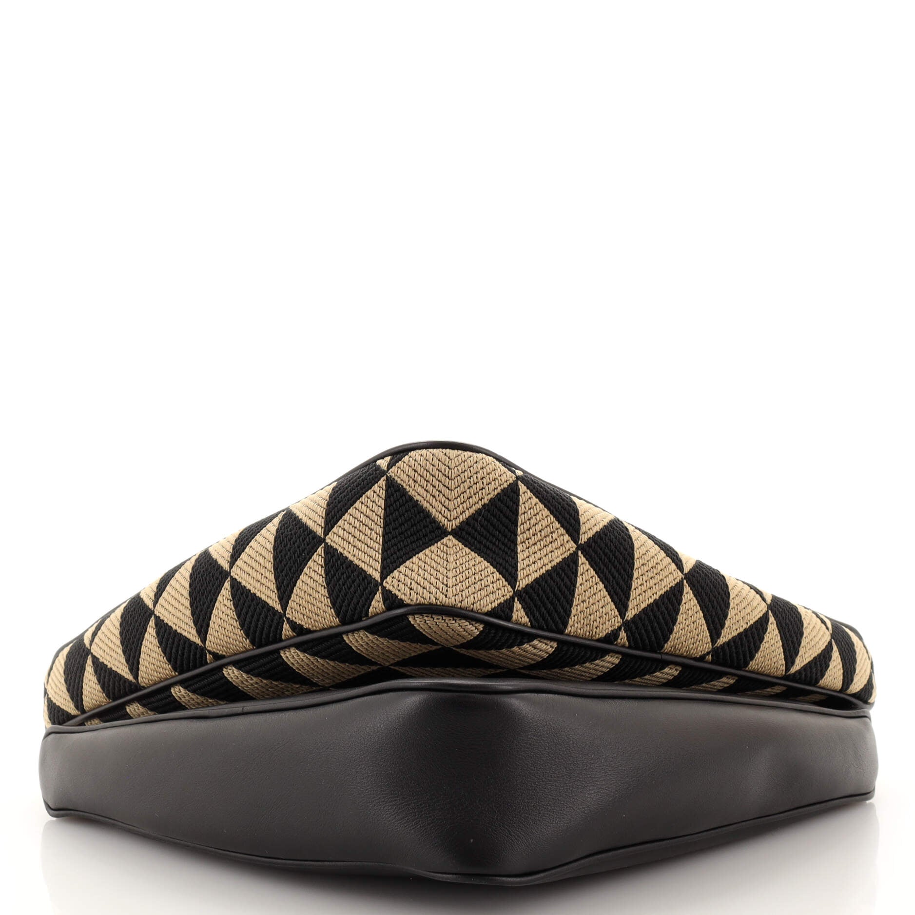 Double Symbole Triangle Bag Leather and Jacquard Mini