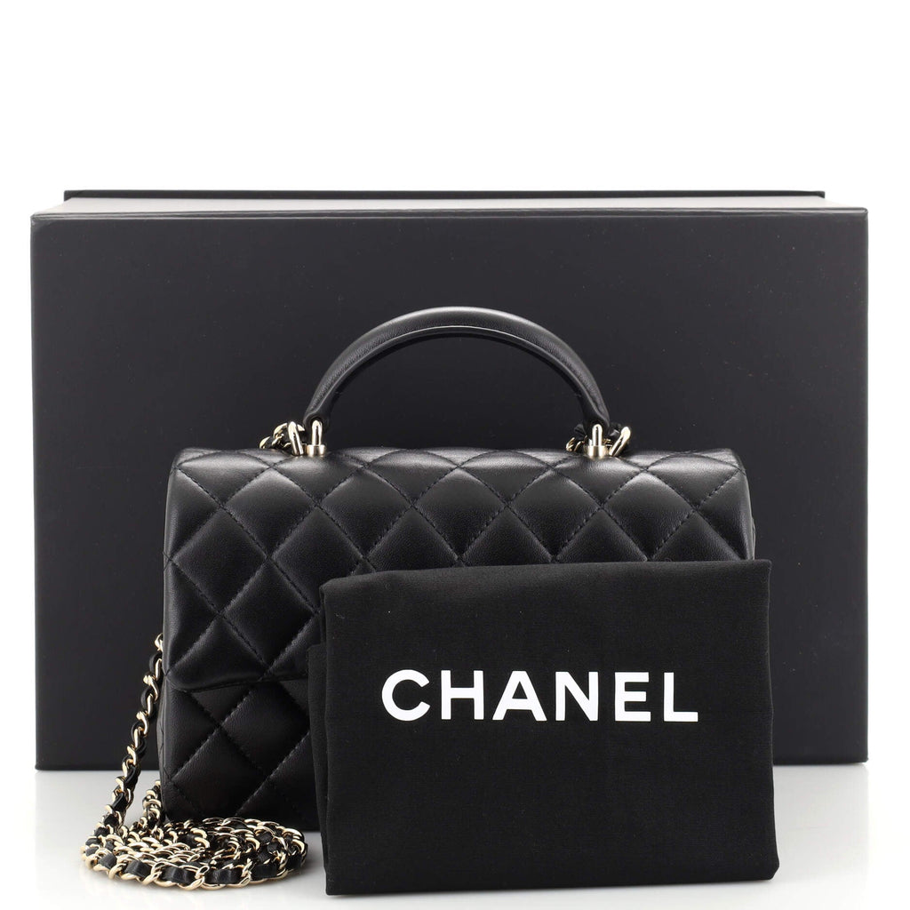 Classic Single Flap Top Handle Bag Quilted Lambskin Mini