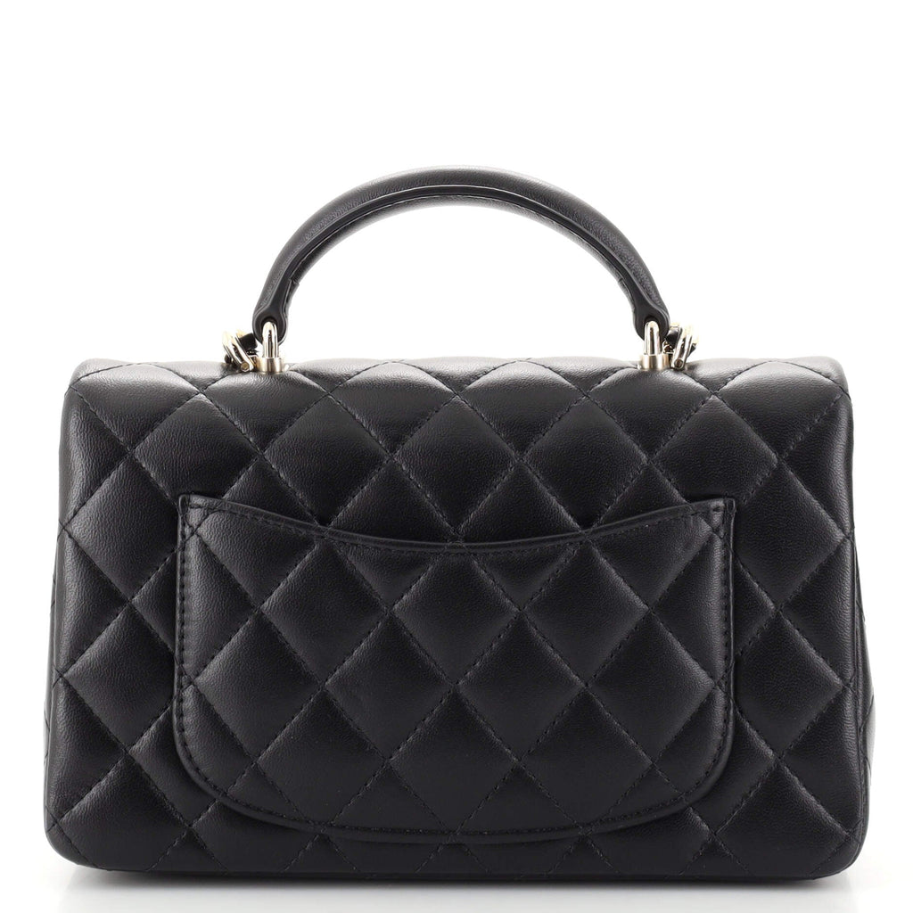 Classic Single Flap Top Handle Bag Quilted Lambskin Mini