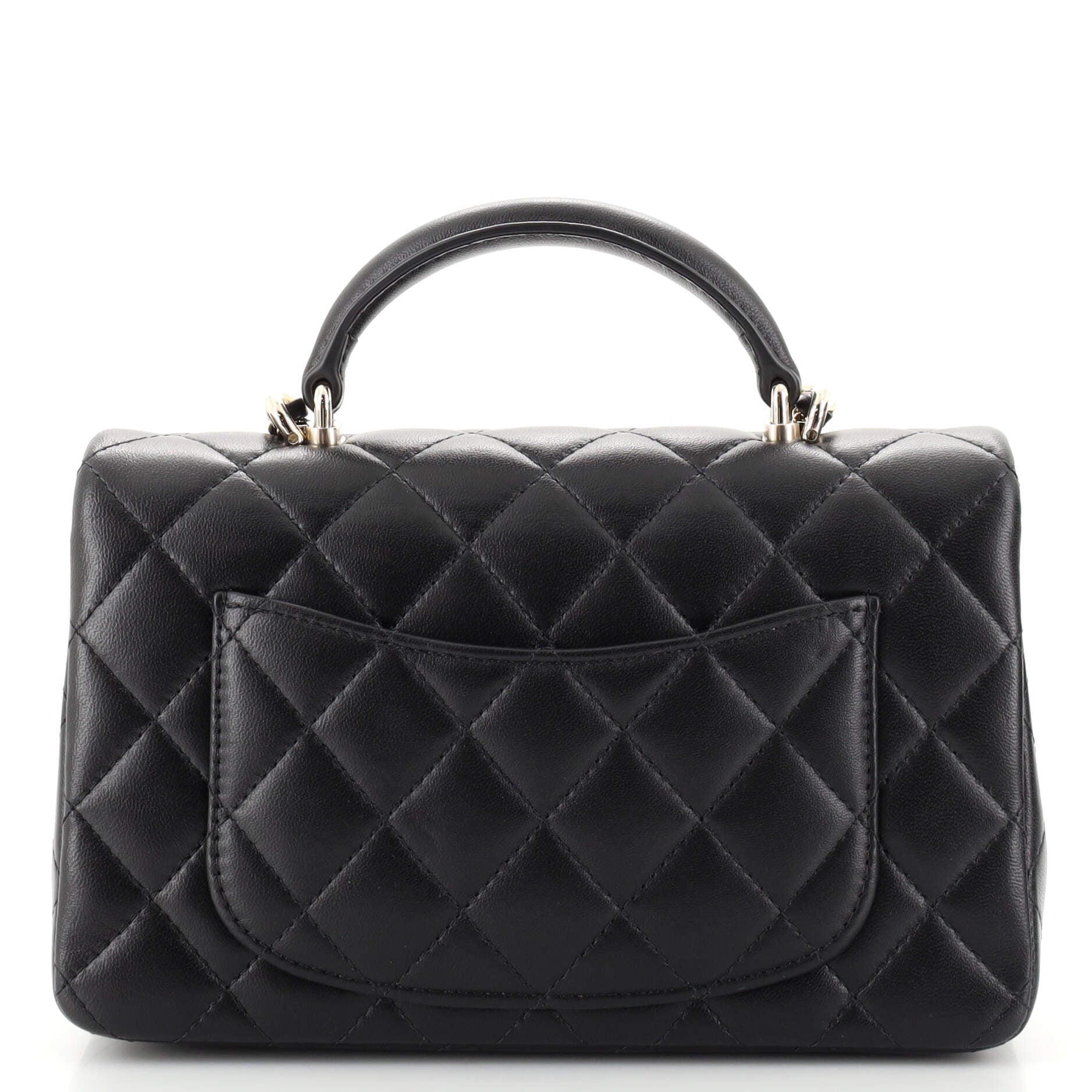 Classic Single Flap Top Handle Bag Quilted Lambskin Mini