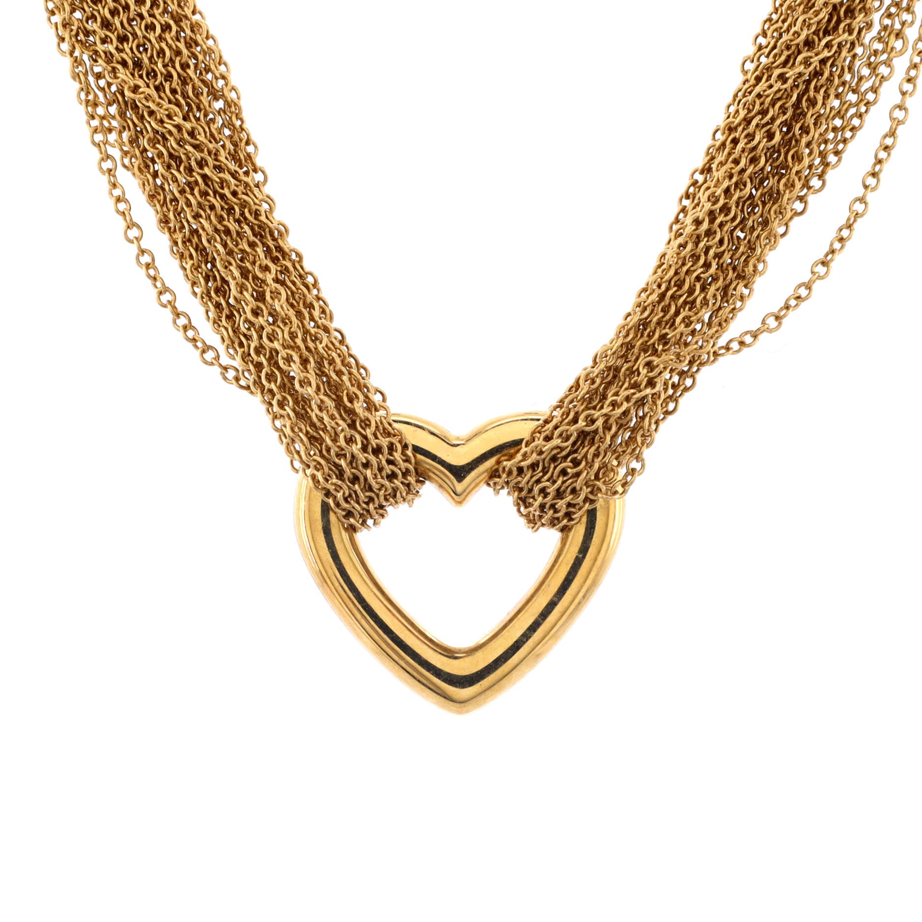 Multistrand Heart Toggle Necklace 18K Yellow Gold