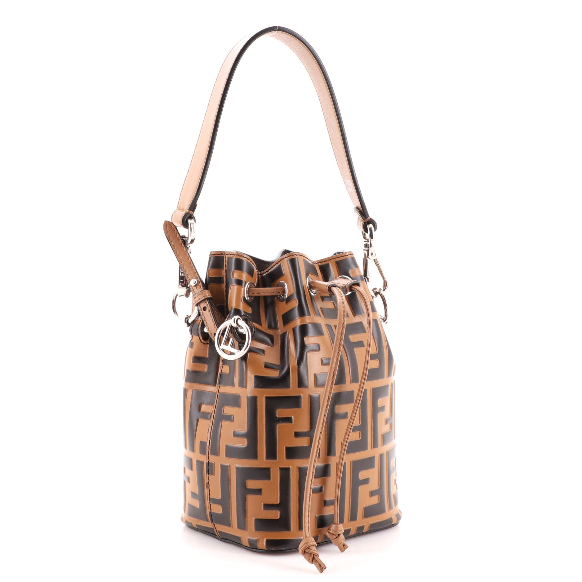 Mon Tresor Bucket Bag Zucca Embossed Leather Mini