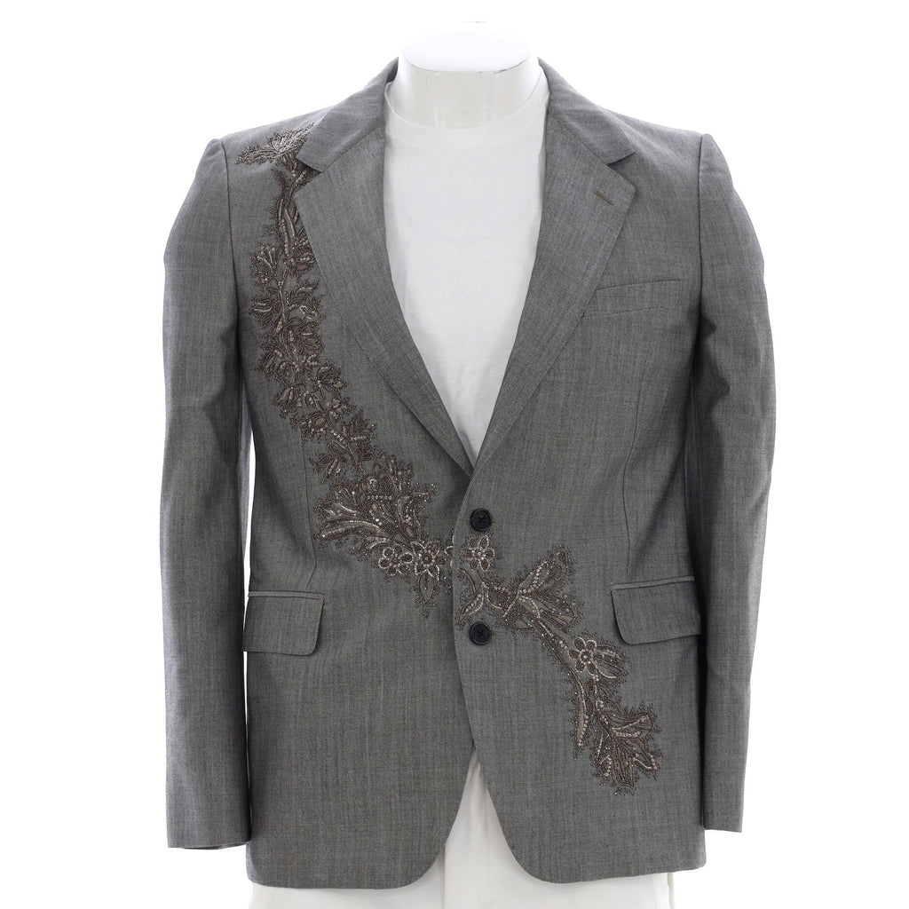 Men’s Floral Garland Jacket Embroidered Wool Blend
