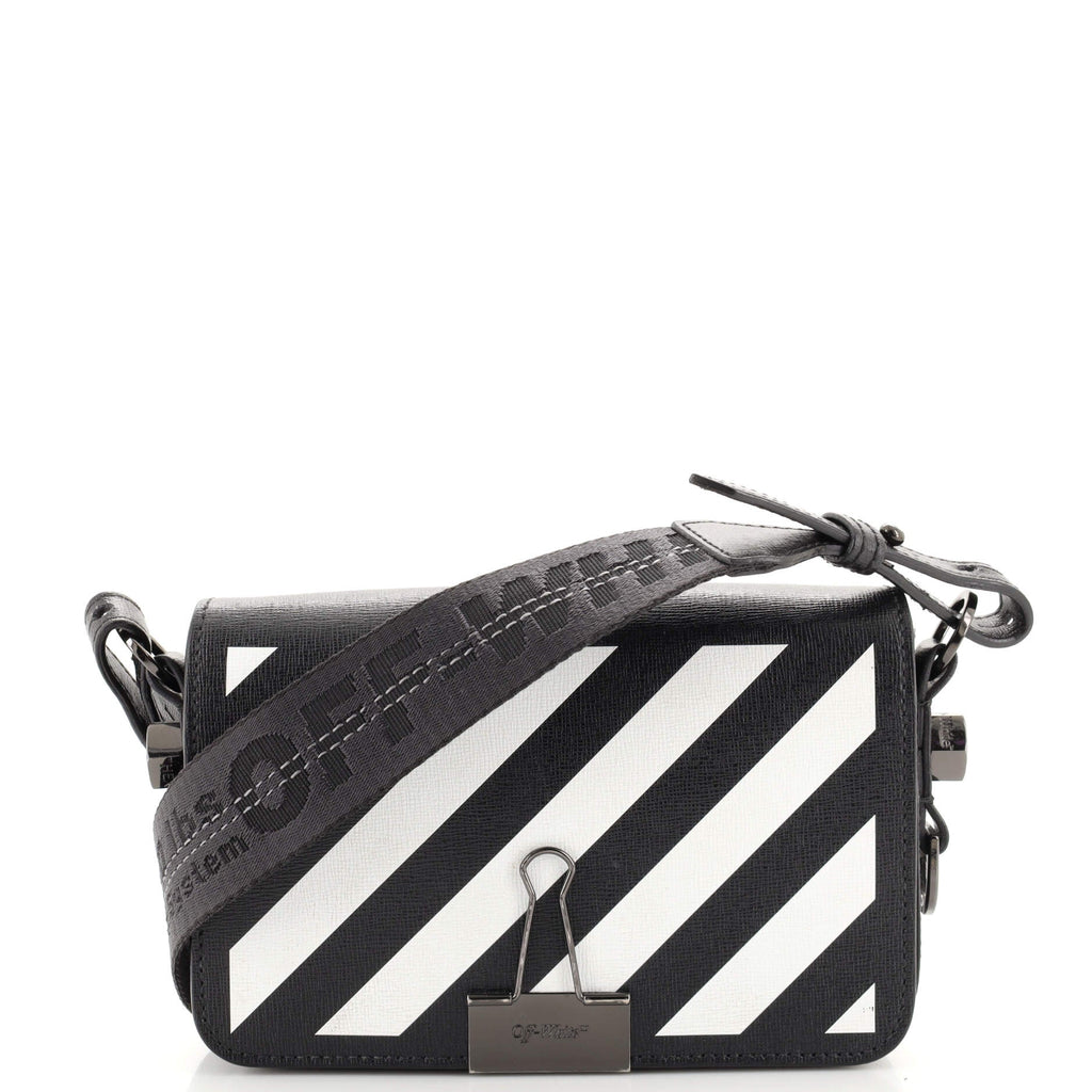 Binder Clip Flap Bag Striped Leather Mini