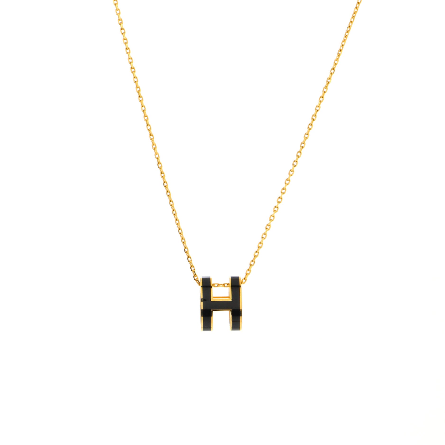 Pop H Pendant Chain Necklace Metal and Enamel