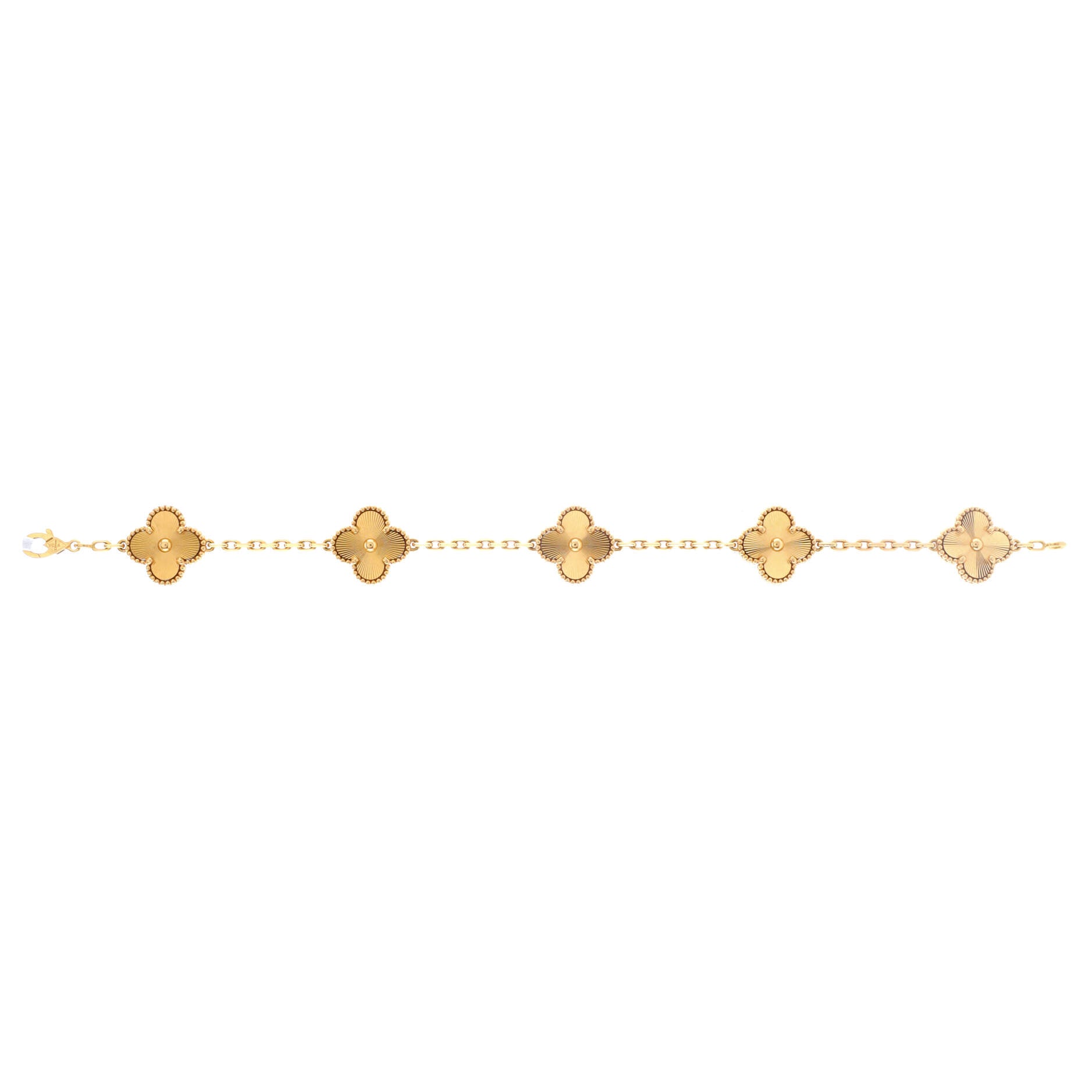 Vintage Alhambra 5 Motifs Bracelet Guilloche 18K Yellow Gold