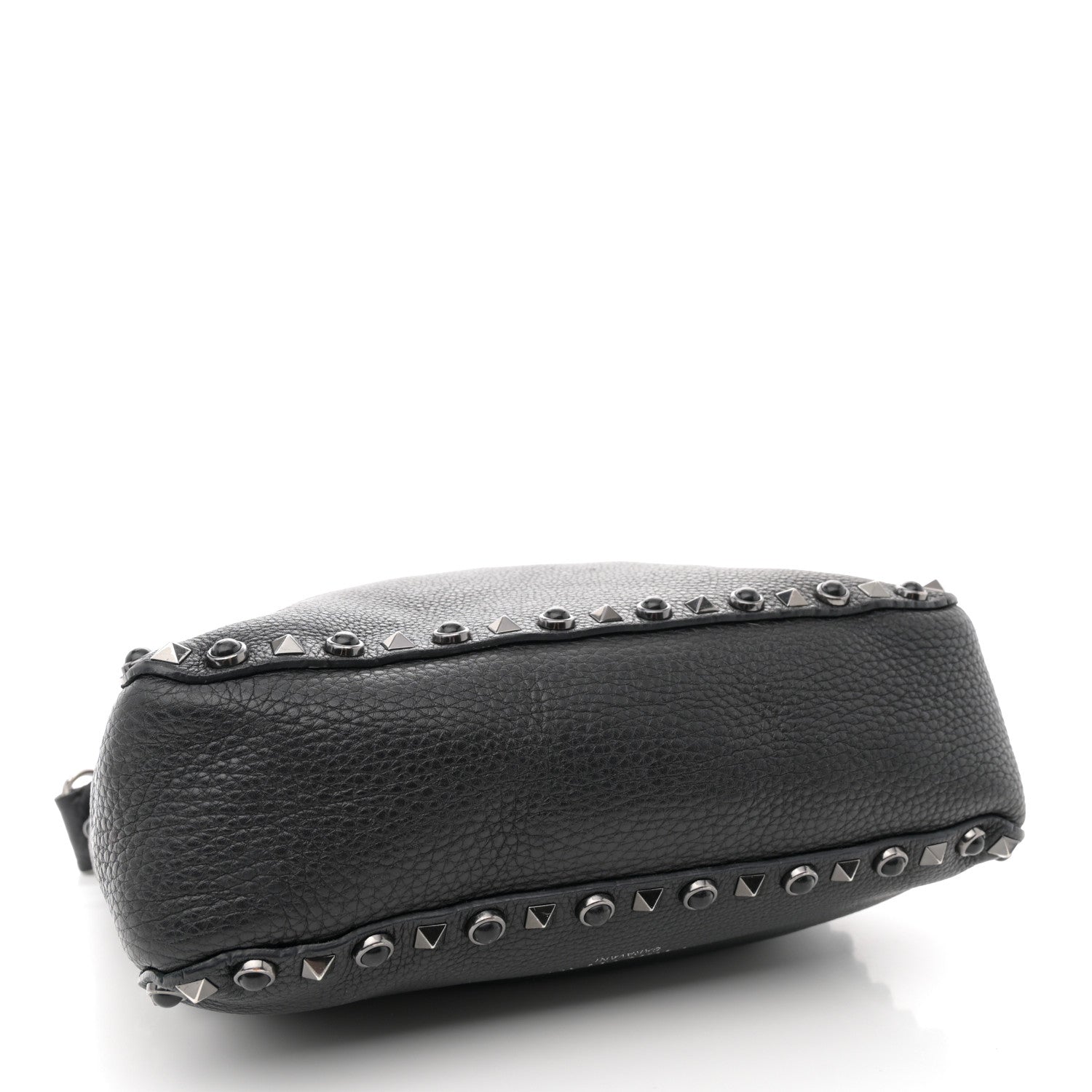 Pebbled Calfskin Onyx Small Rockstud Rolling Flip-Lock Messenger Bag Black
