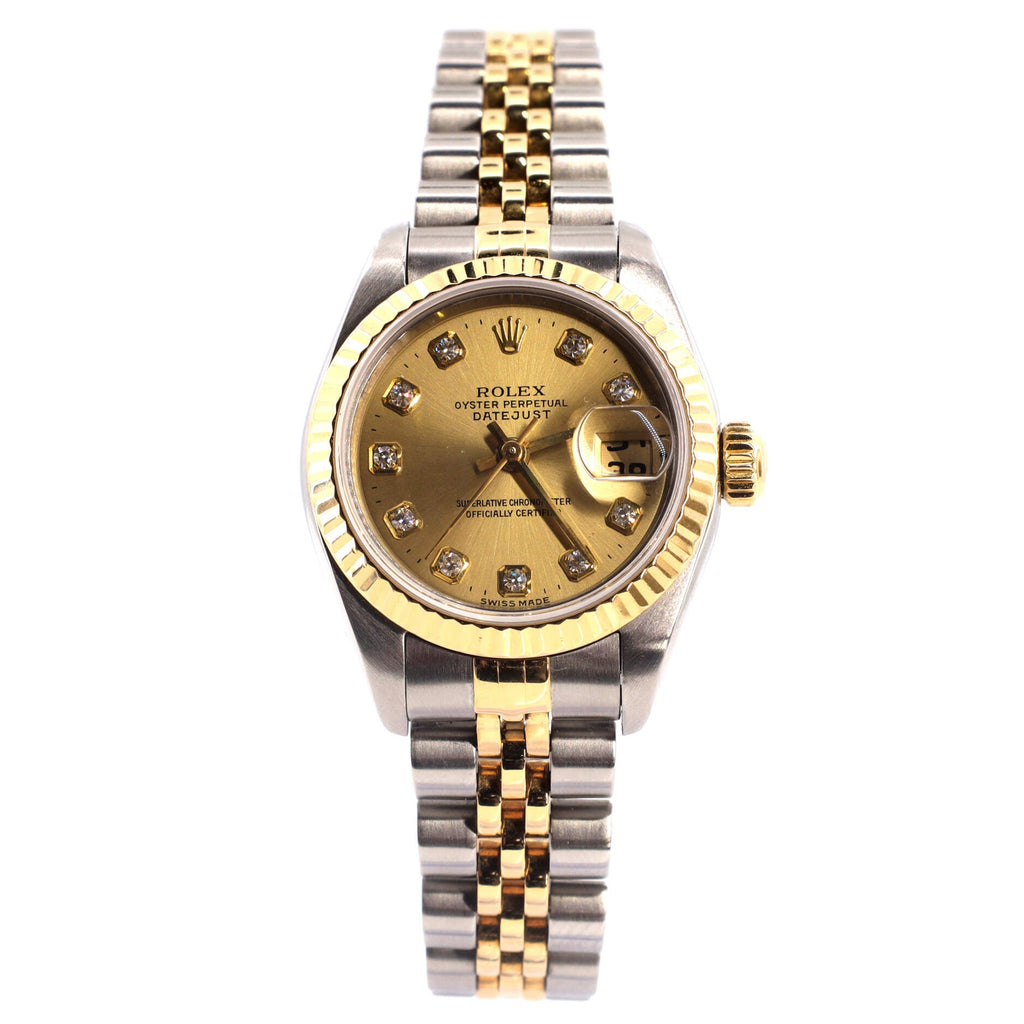 Oyster Perpetual Datejust Automatic Watch Stainless Steel and Yellow Gold with Diamond Markers 26