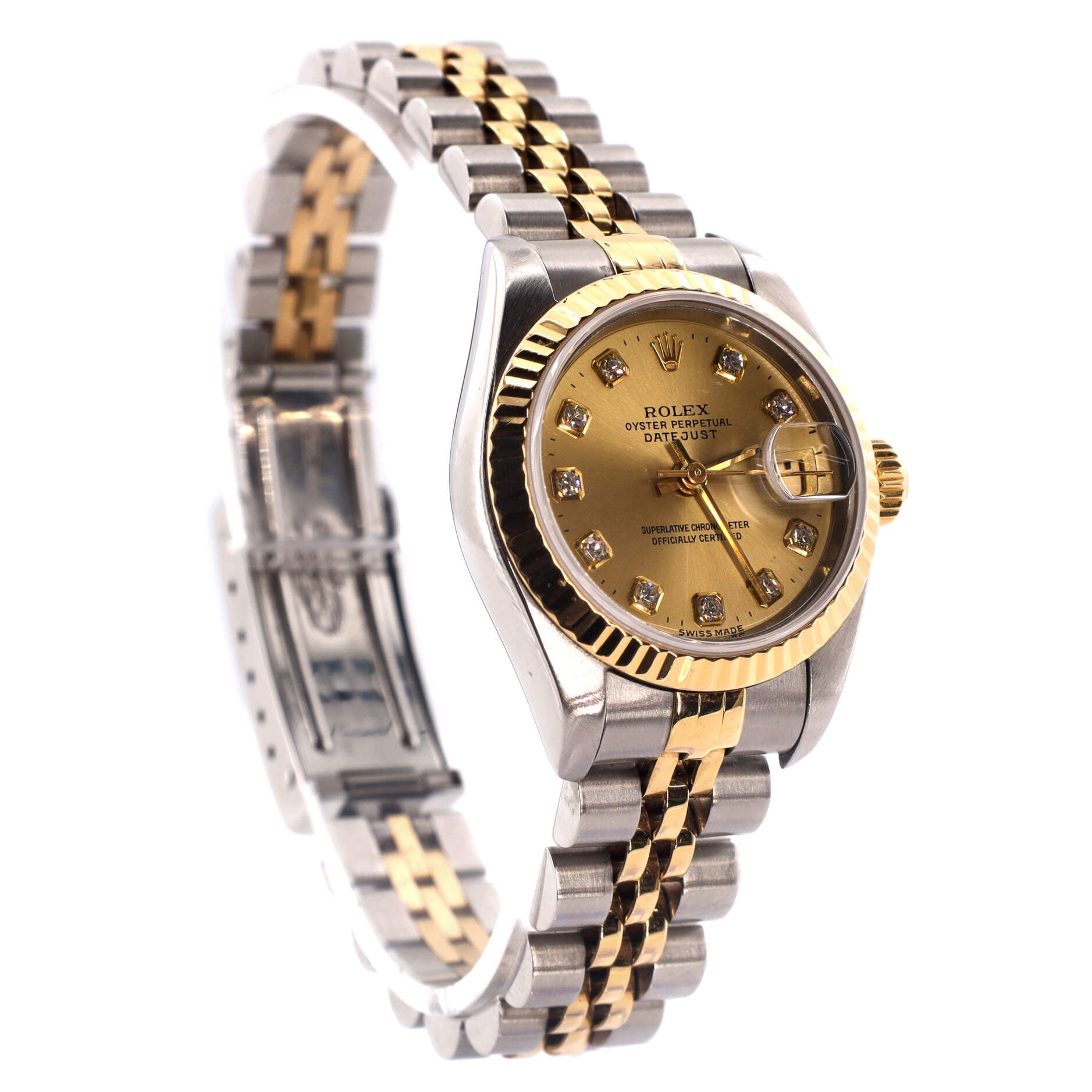 Oyster Perpetual Datejust Automatic Watch Stainless Steel and Yellow Gold with Diamond Markers 26