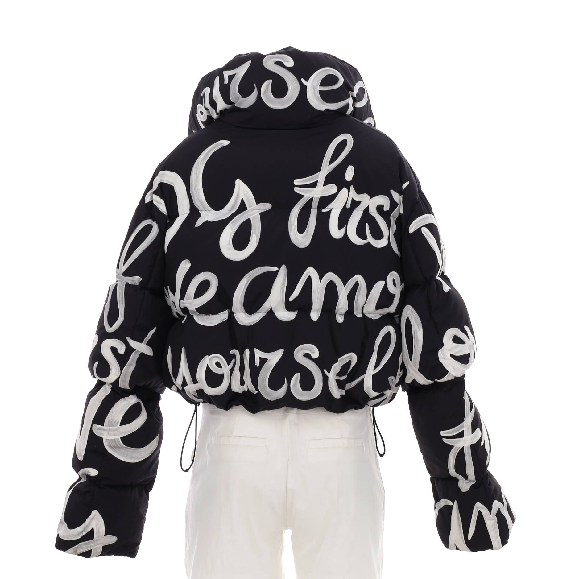 Women's Short Puffer Jacket Quilted Printed Polyester with Down