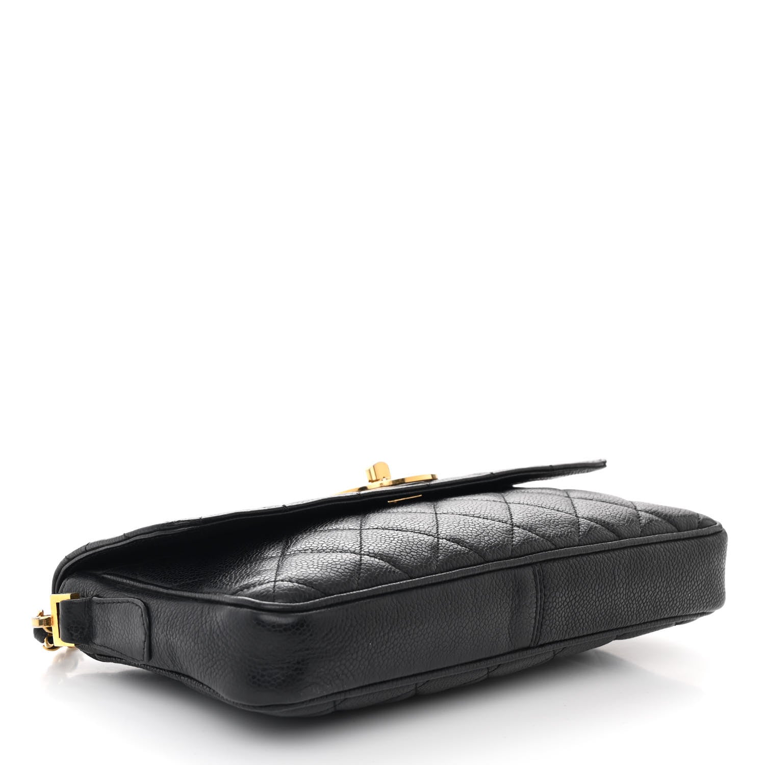 Caviar Quilted East West CC Flap Black