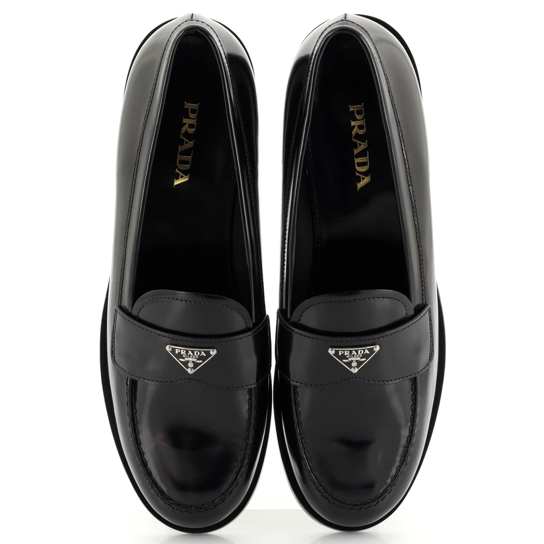 Women's Triangle Logo Loafers Spazzolato Leather