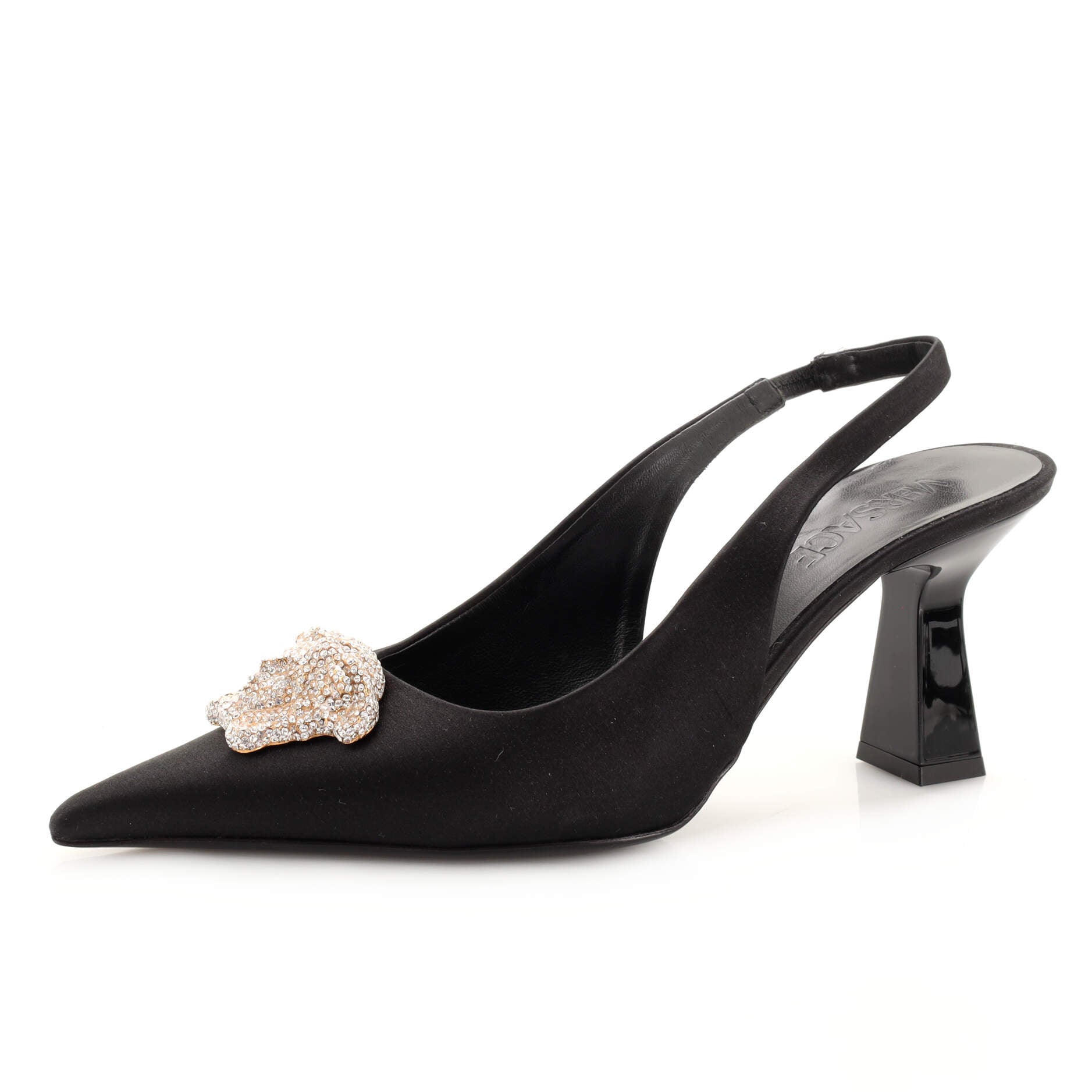 Women's La Medusa Slingback Pumps Satin with Crystals
