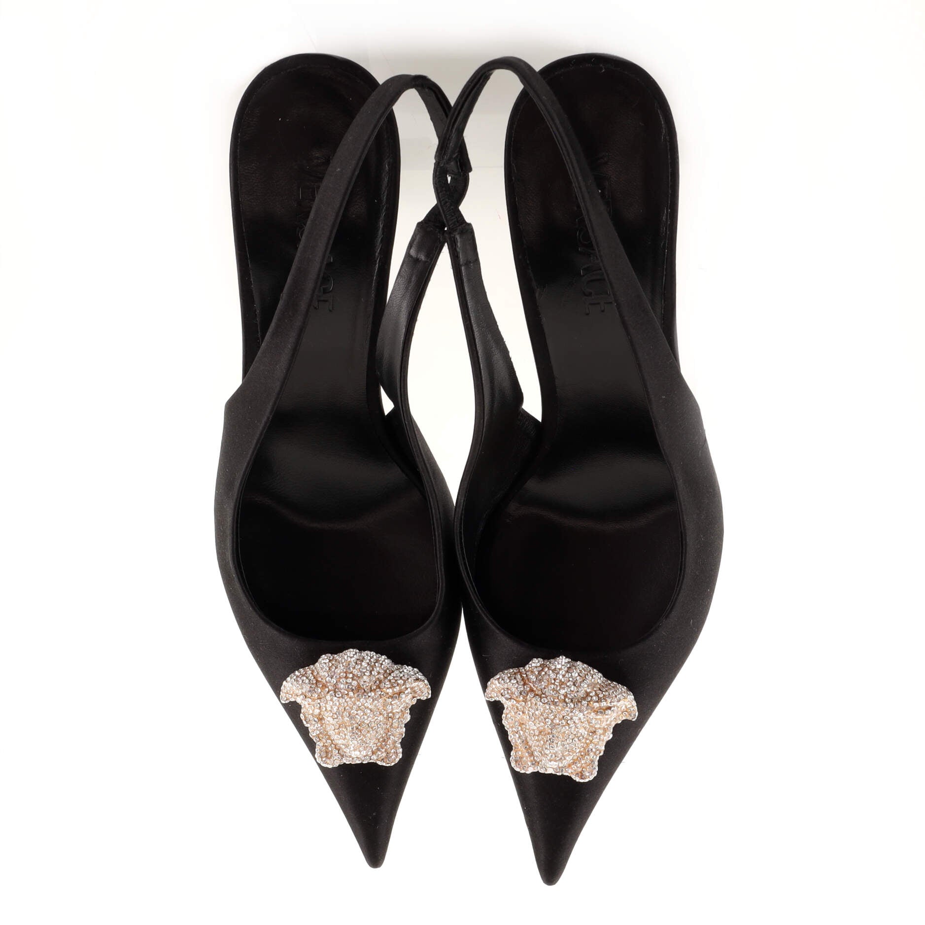 Women's La Medusa Slingback Pumps Satin with Crystals