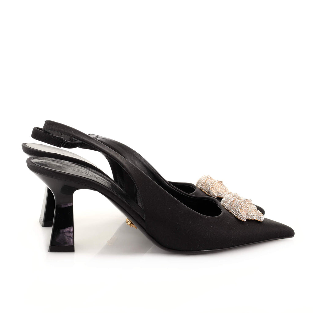 Women's La Medusa Slingback Pumps Satin with Crystals