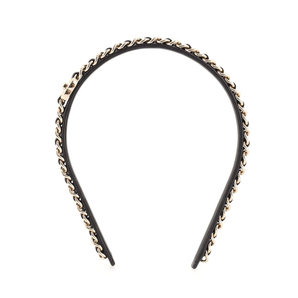 CC Turnlock Chain Link Headband Lambskin and Metal