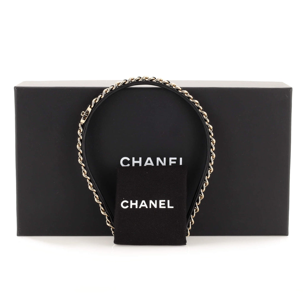 CC Turnlock Chain Link Headband Lambskin and Metal