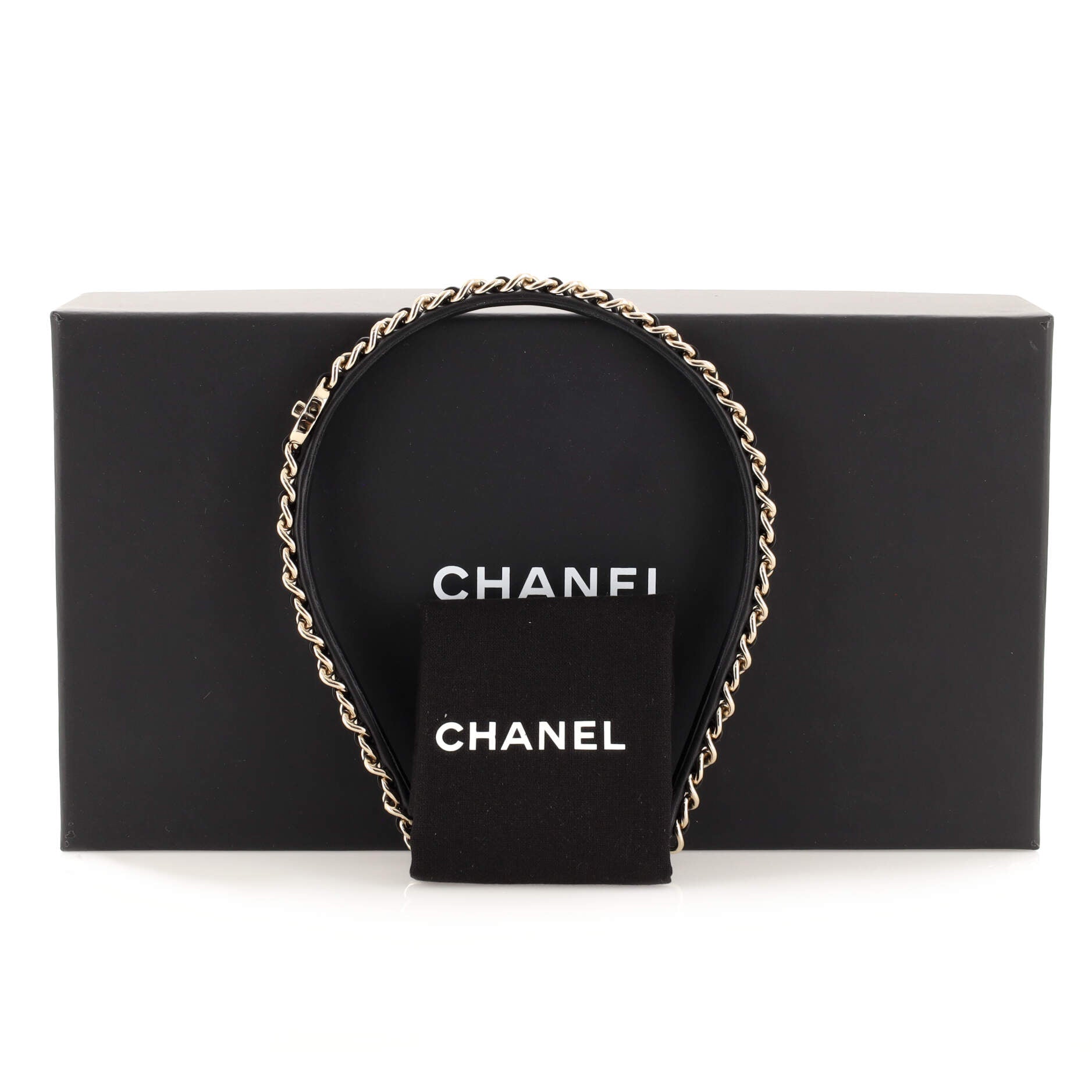 CC Turnlock Chain Link Headband Lambskin and Metal