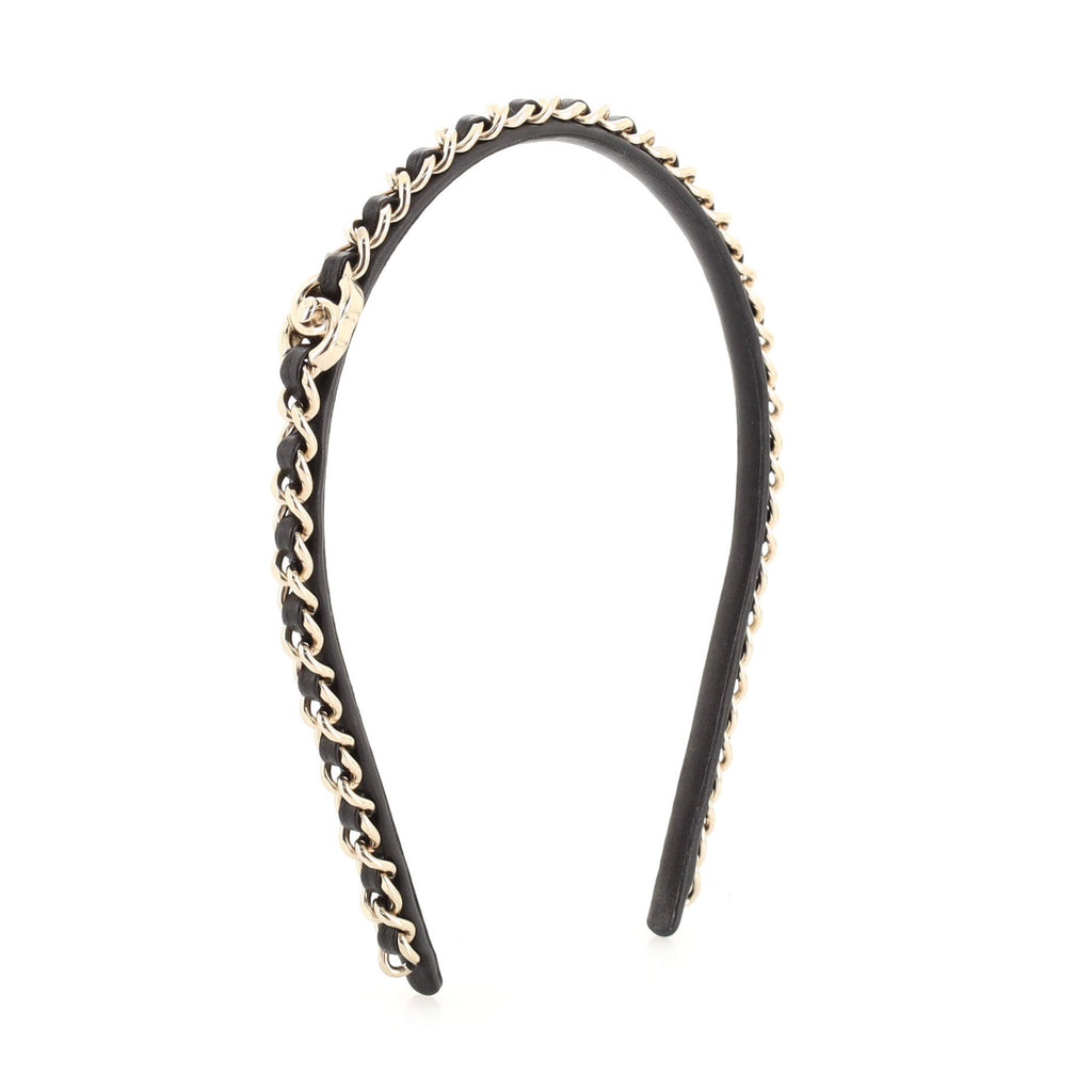 CC Turnlock Chain Link Headband Lambskin and Metal