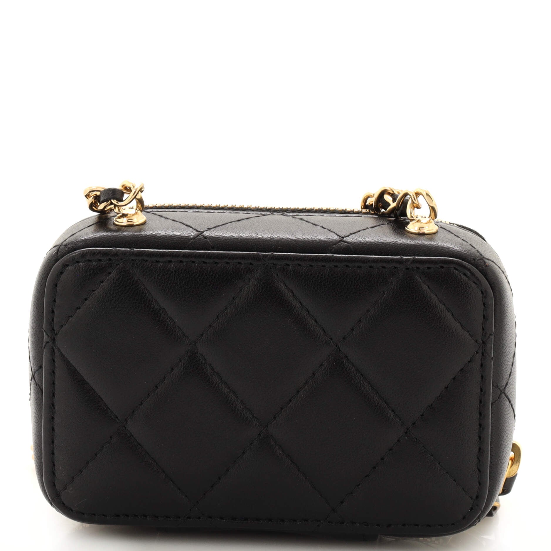 CC Zip Around Clutch with Chain Quilted Metal and Lambskin Small