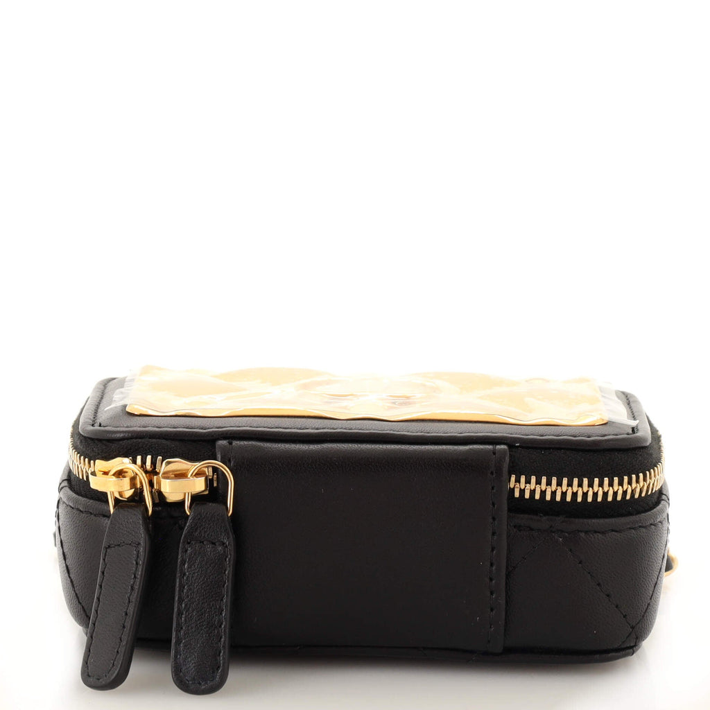 CC Zip Around Clutch with Chain Quilted Metal and Lambskin Small