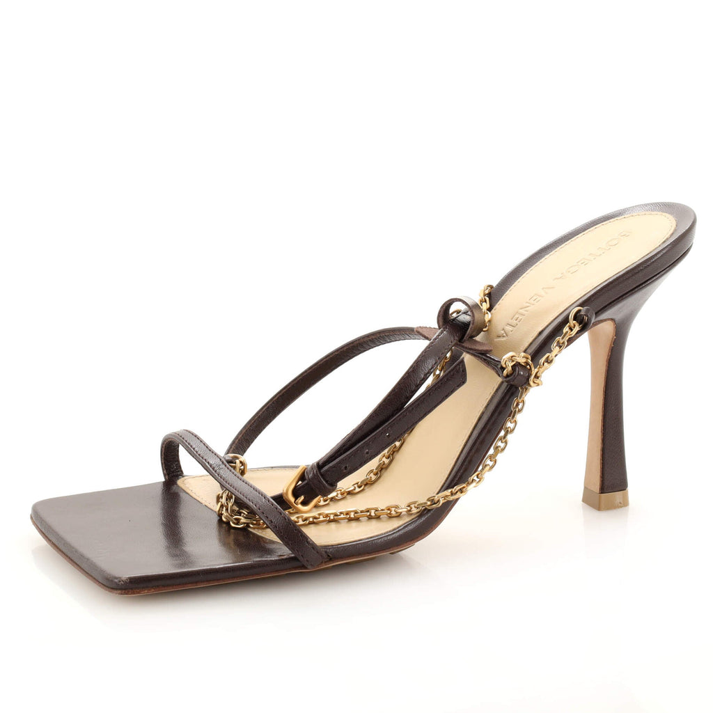 Women's Stretch Strap Chain Heels Leather