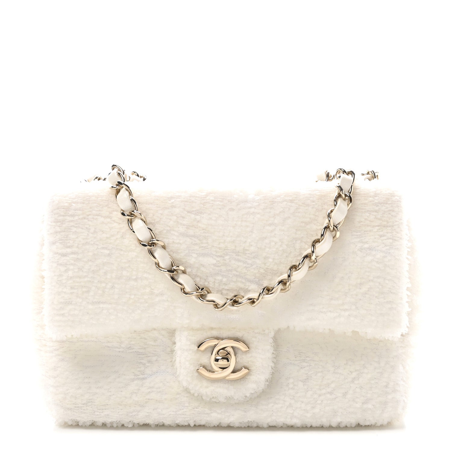 Sequin Mini Rectangular Flap White