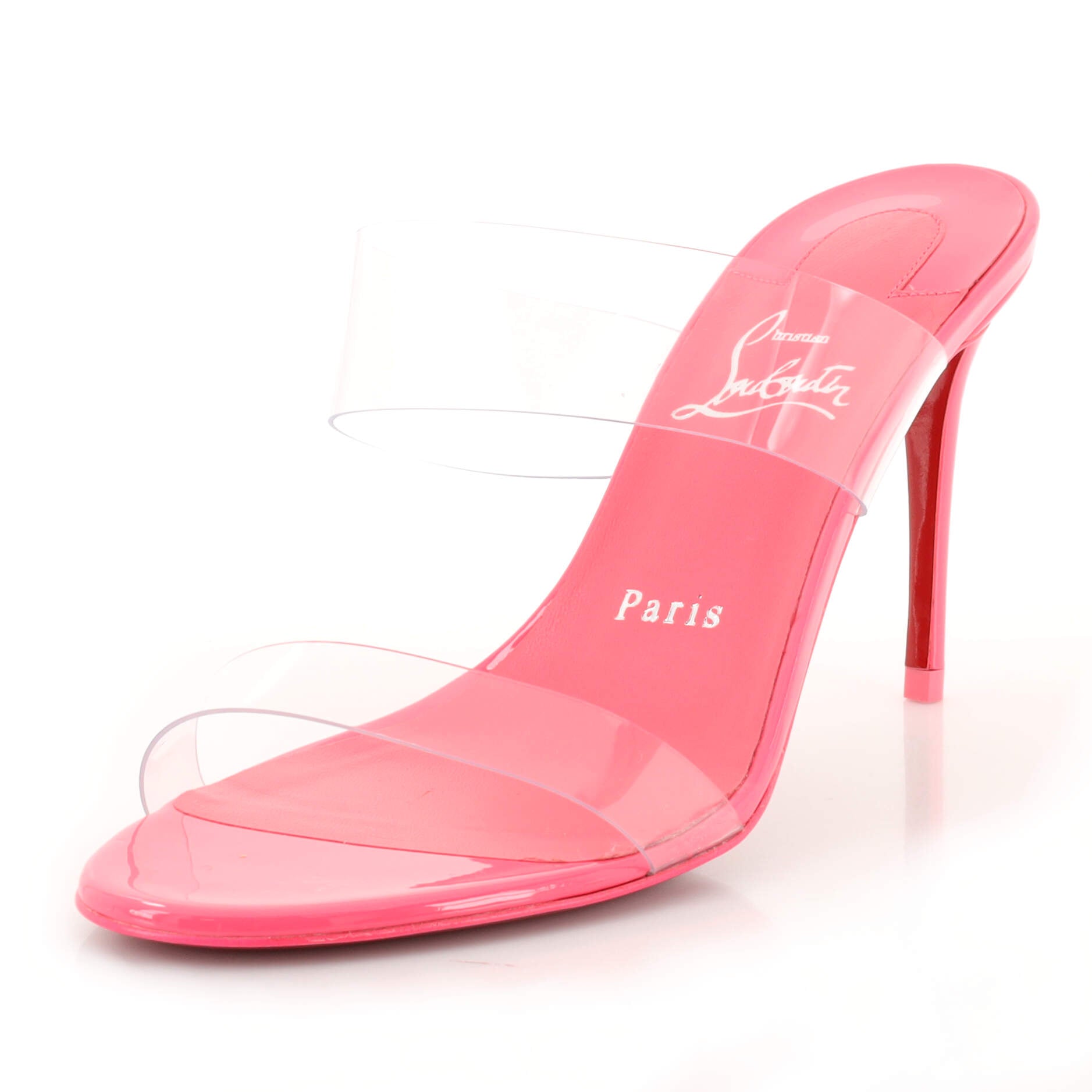 Just Nothing Mule Heeled Sandals PVC and Patent 85