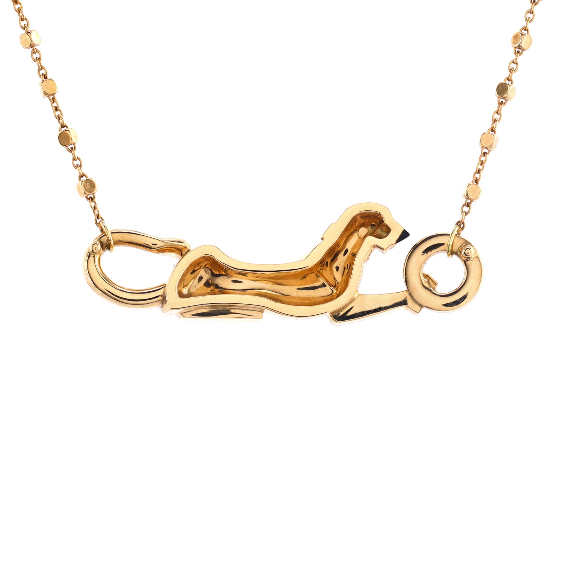 Panthere De Cartier Necklace 18K Yellow Gold with Diamonds, Black Enamel and Tsavorite