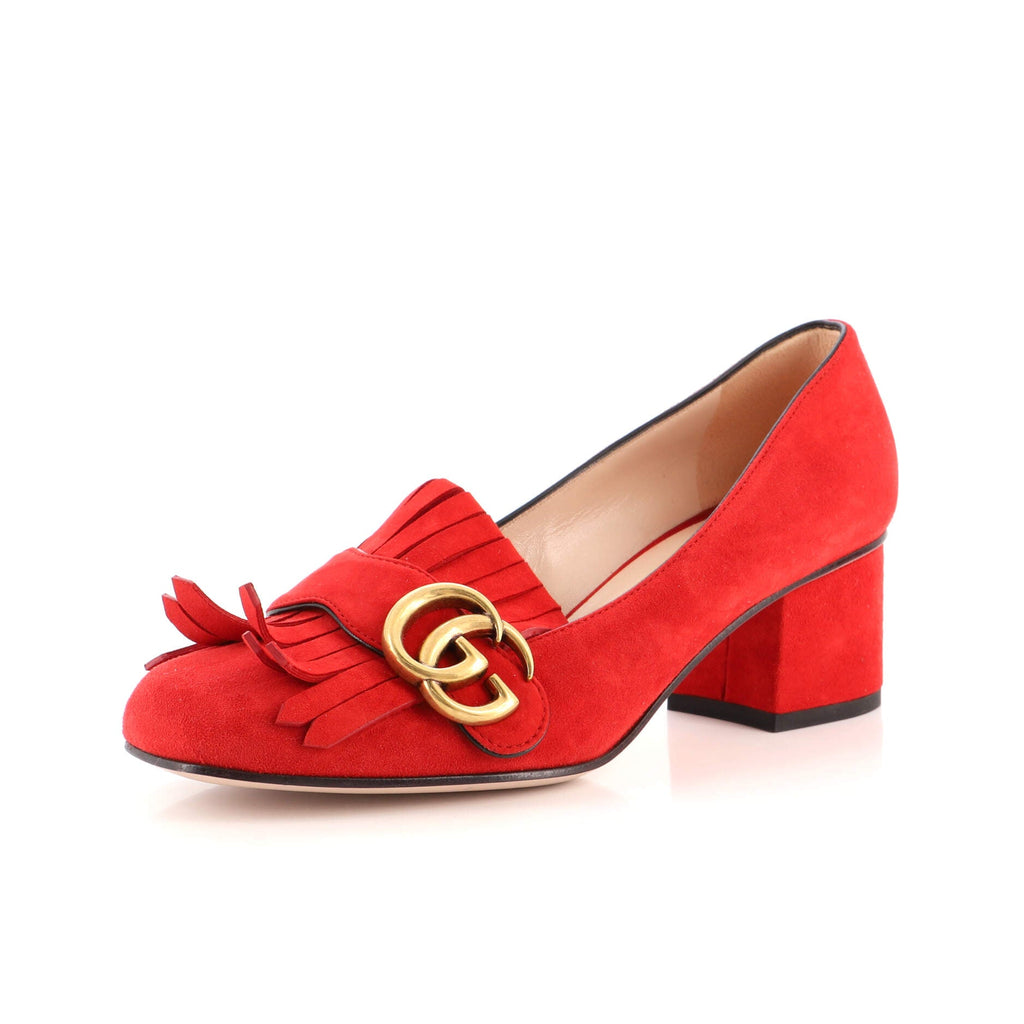 Women's GG Marmont Fringed Pumps Suede