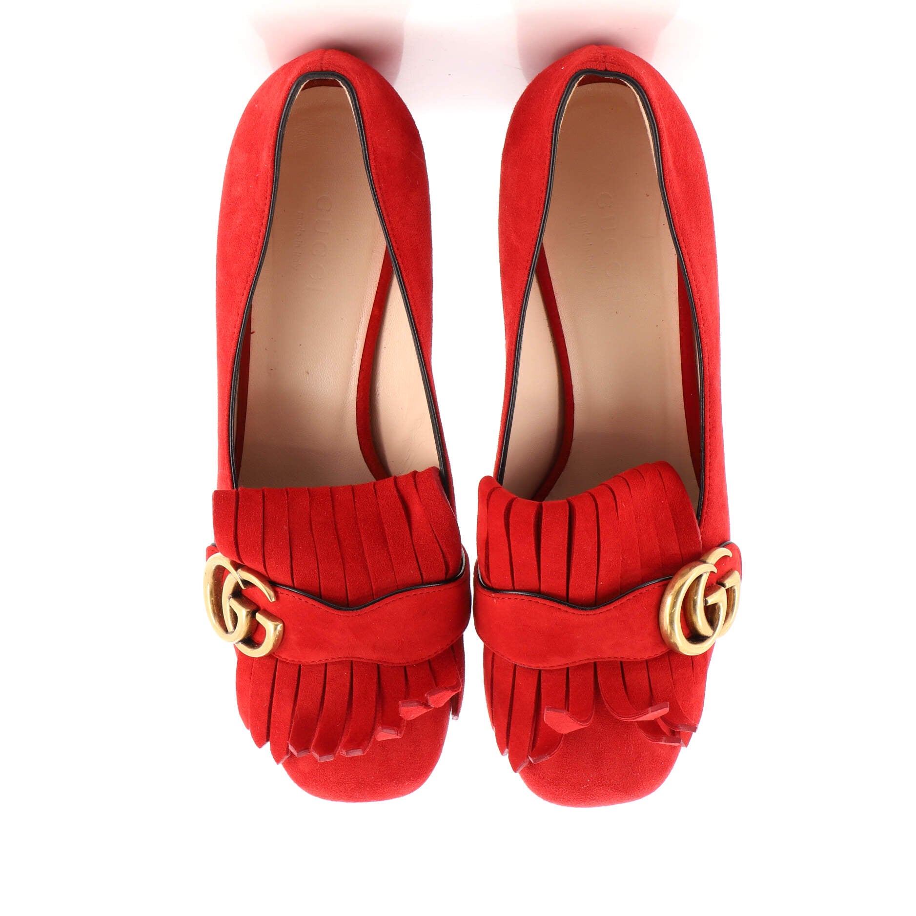 Women's GG Marmont Fringed Pumps Suede