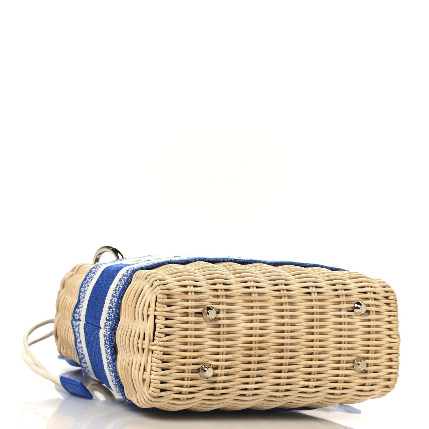 Wicker Oblique Mini Lady Dior Bag Florescent Blue