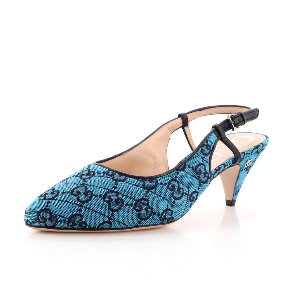Women's Slingback Pumps Diagonal Quilted GG Canvas