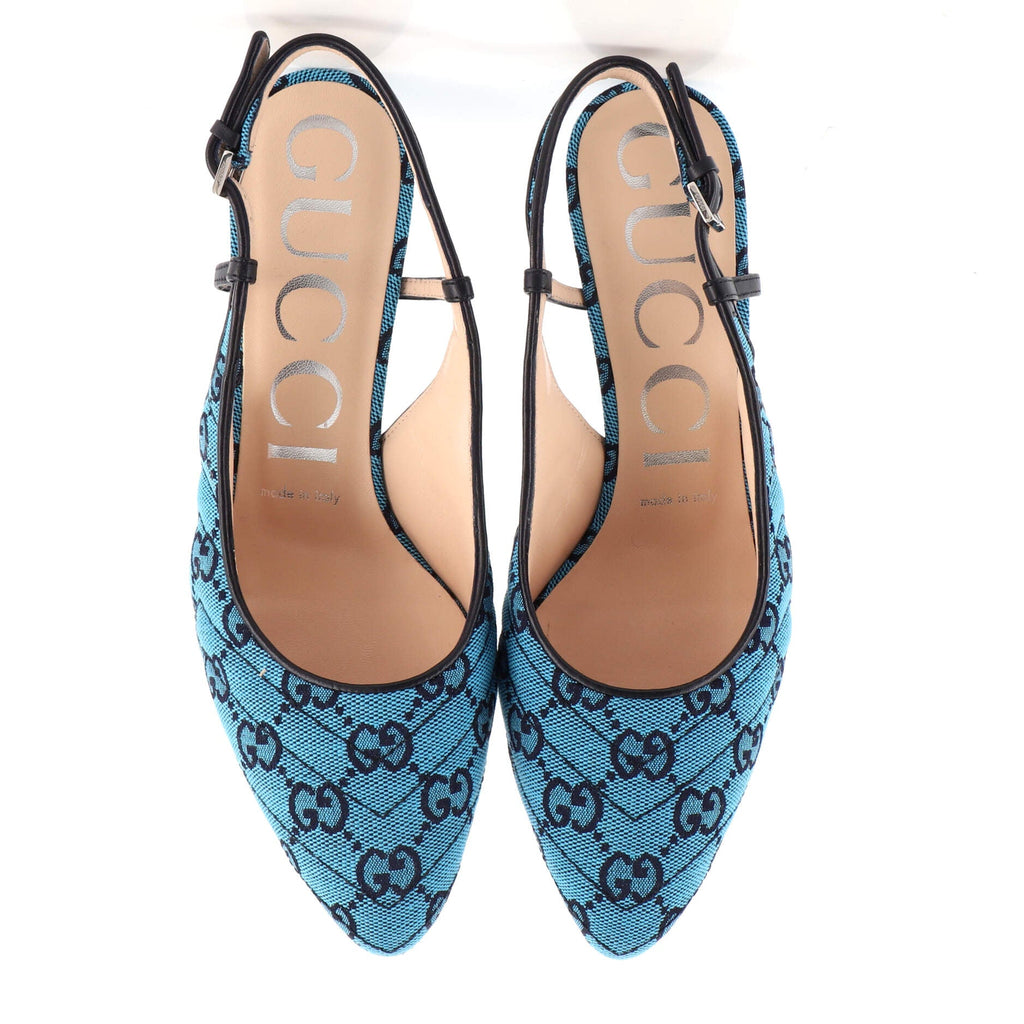 Women's Slingback Pumps Diagonal Quilted GG Canvas