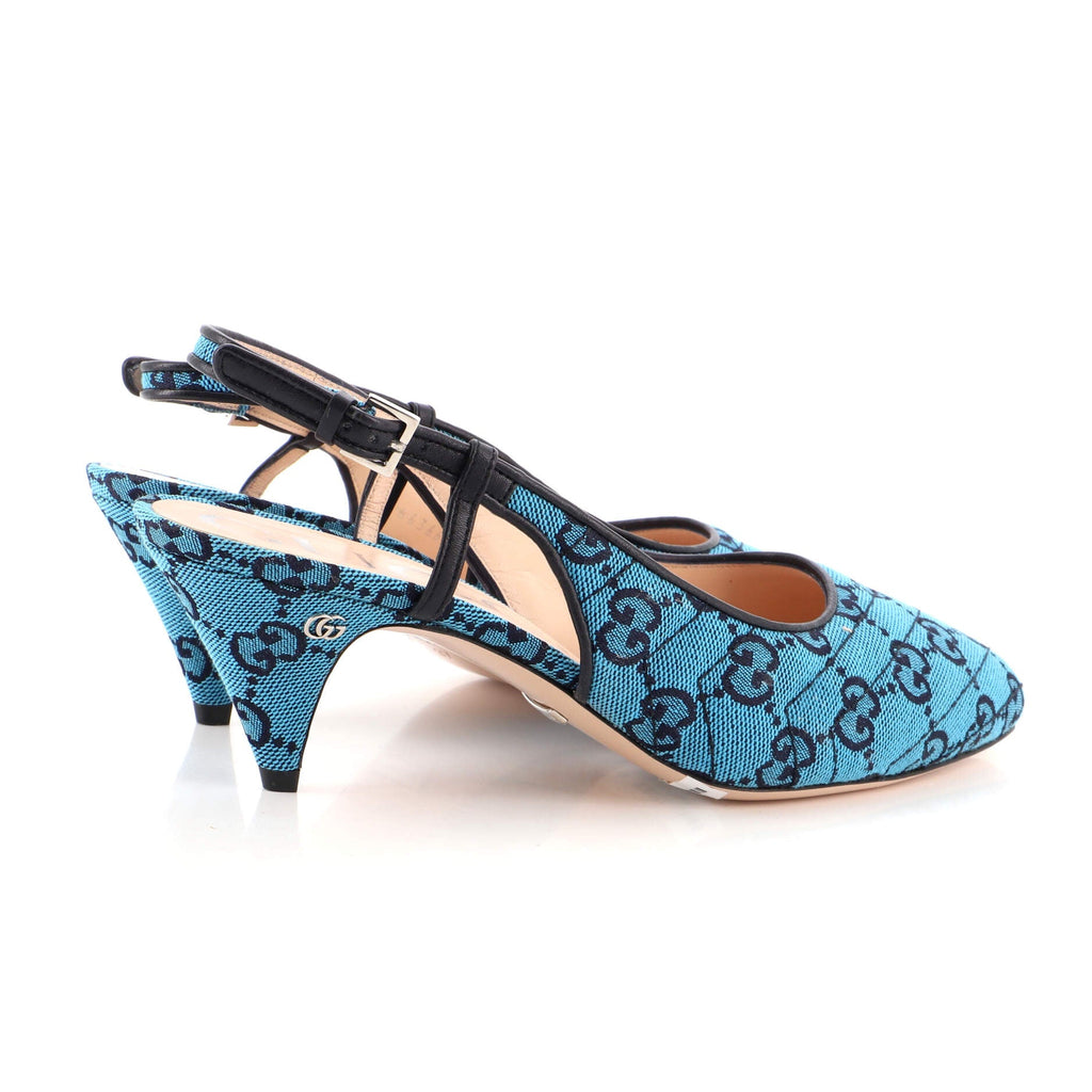 Women's Slingback Pumps Diagonal Quilted GG Canvas