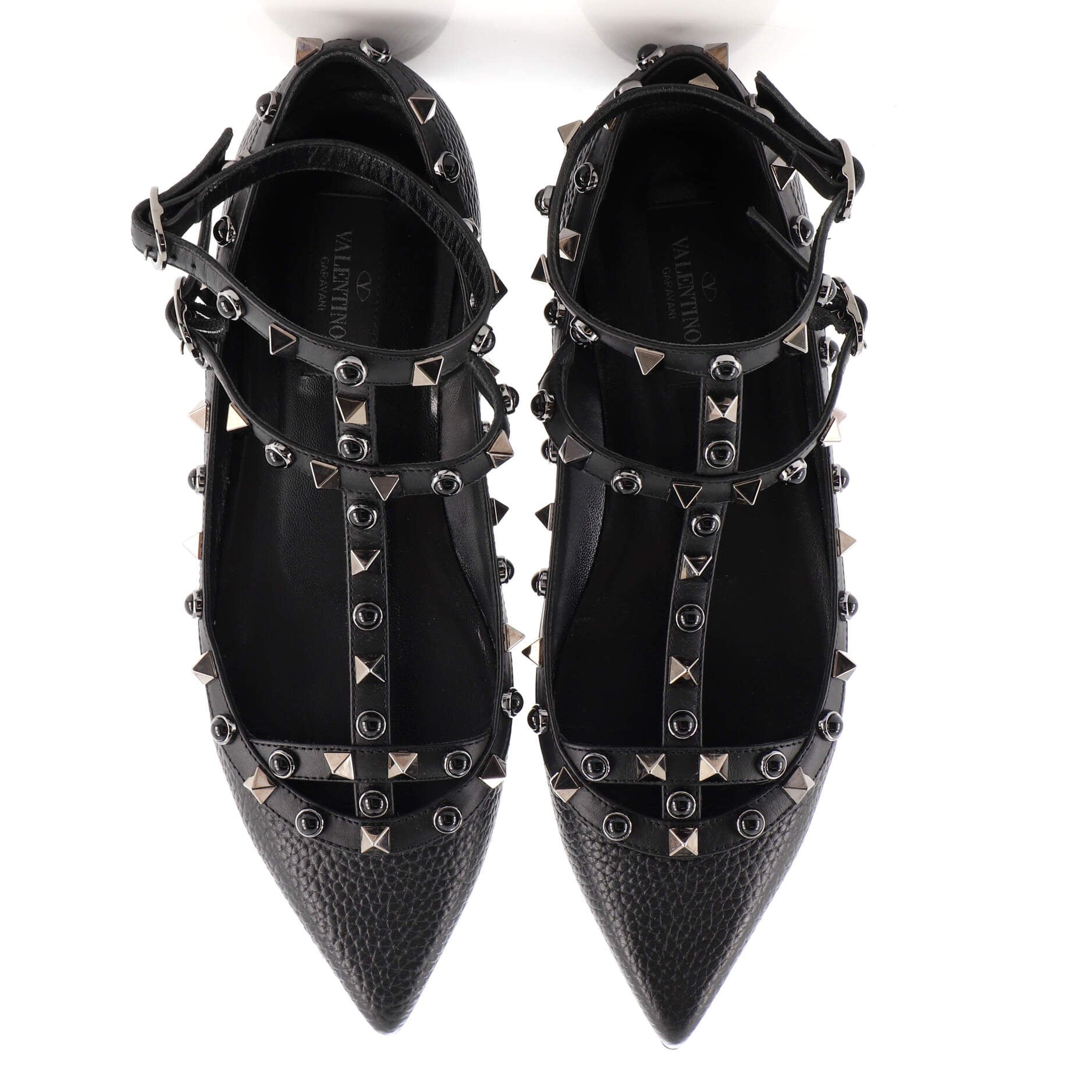 Women's Rockstud Caged Ballerina Flats Leather