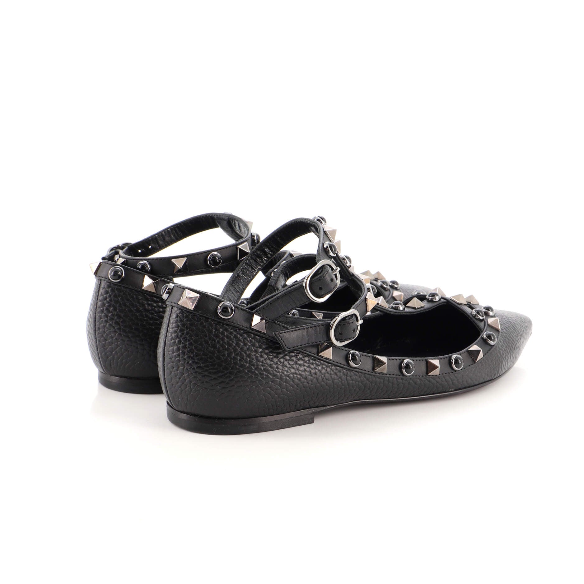 Women's Rockstud Caged Ballerina Flats Leather
