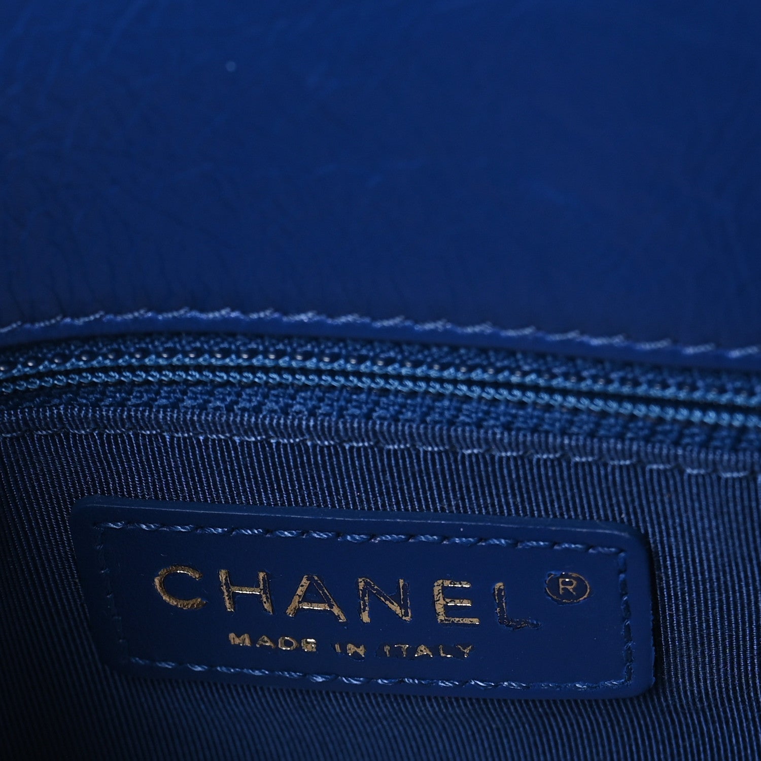 Metallic Aged Calfskin Quilted Drawstring Shopping Tote Blue