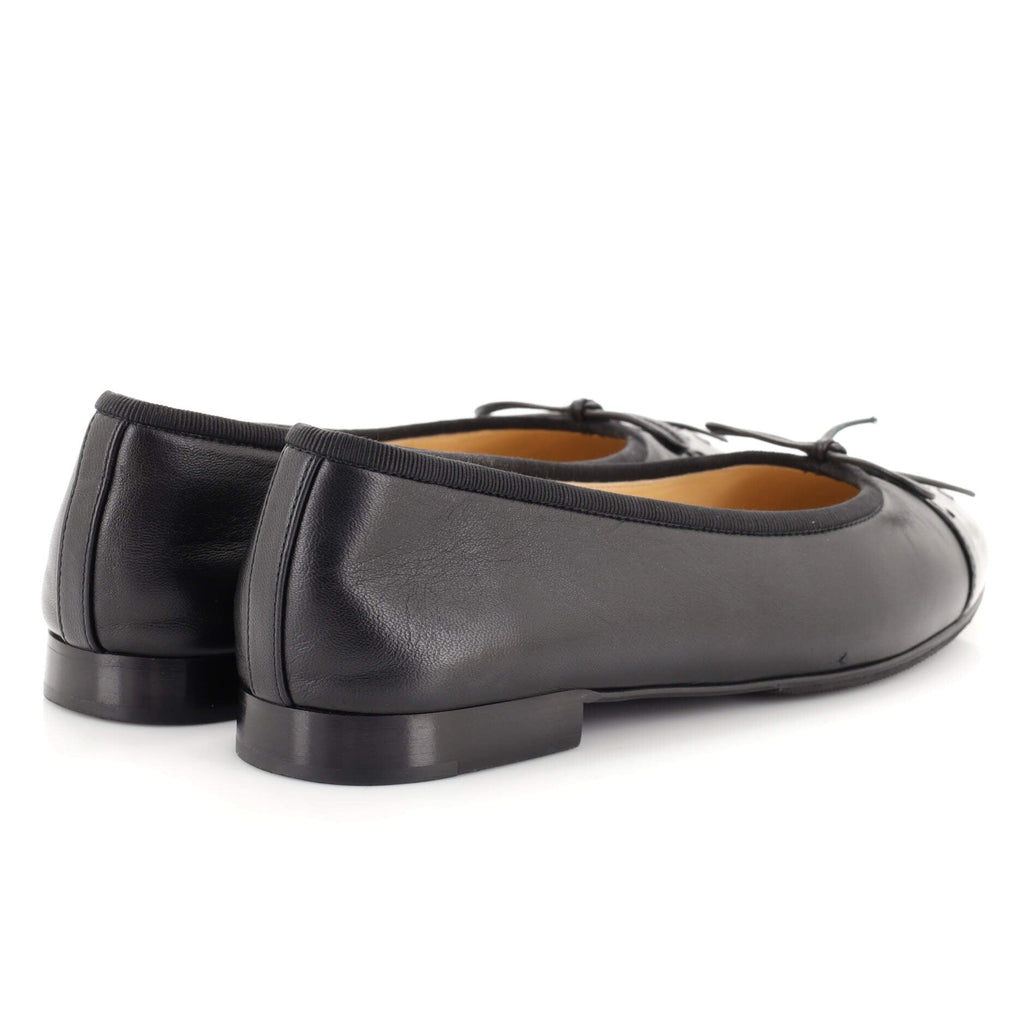 Women's CC Cap Toe Bow Ballerina Flats Leather and Patent