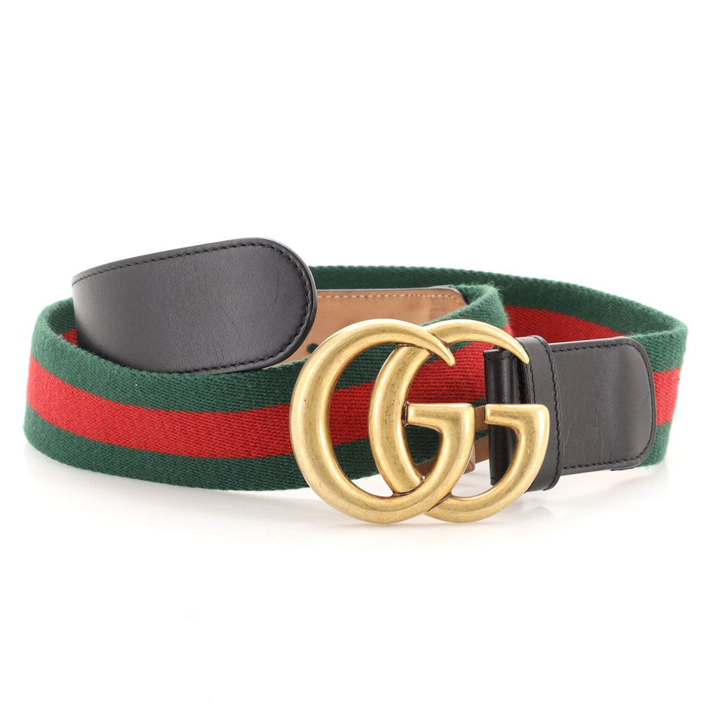 GG Marmont Web Belt Canvas and Leather Wide 85