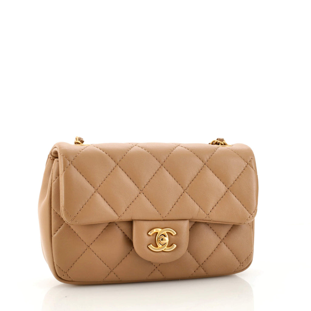 Heart Charms Flap Bag Quilted Lambskin Mini
