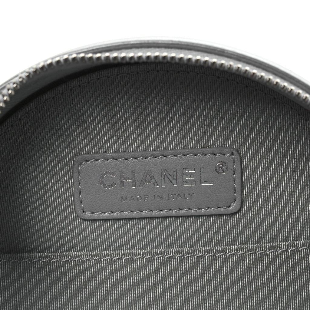 Metallic Glazed Calfskin Round As Earth Evening Bag Silver