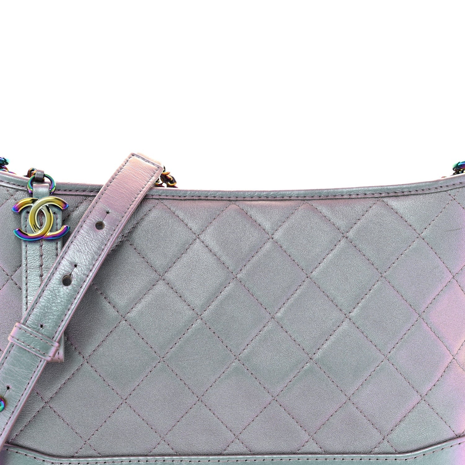 Iridescent Lambskin Calfskin Quilted Medium Gabrielle Hobo Light Purple