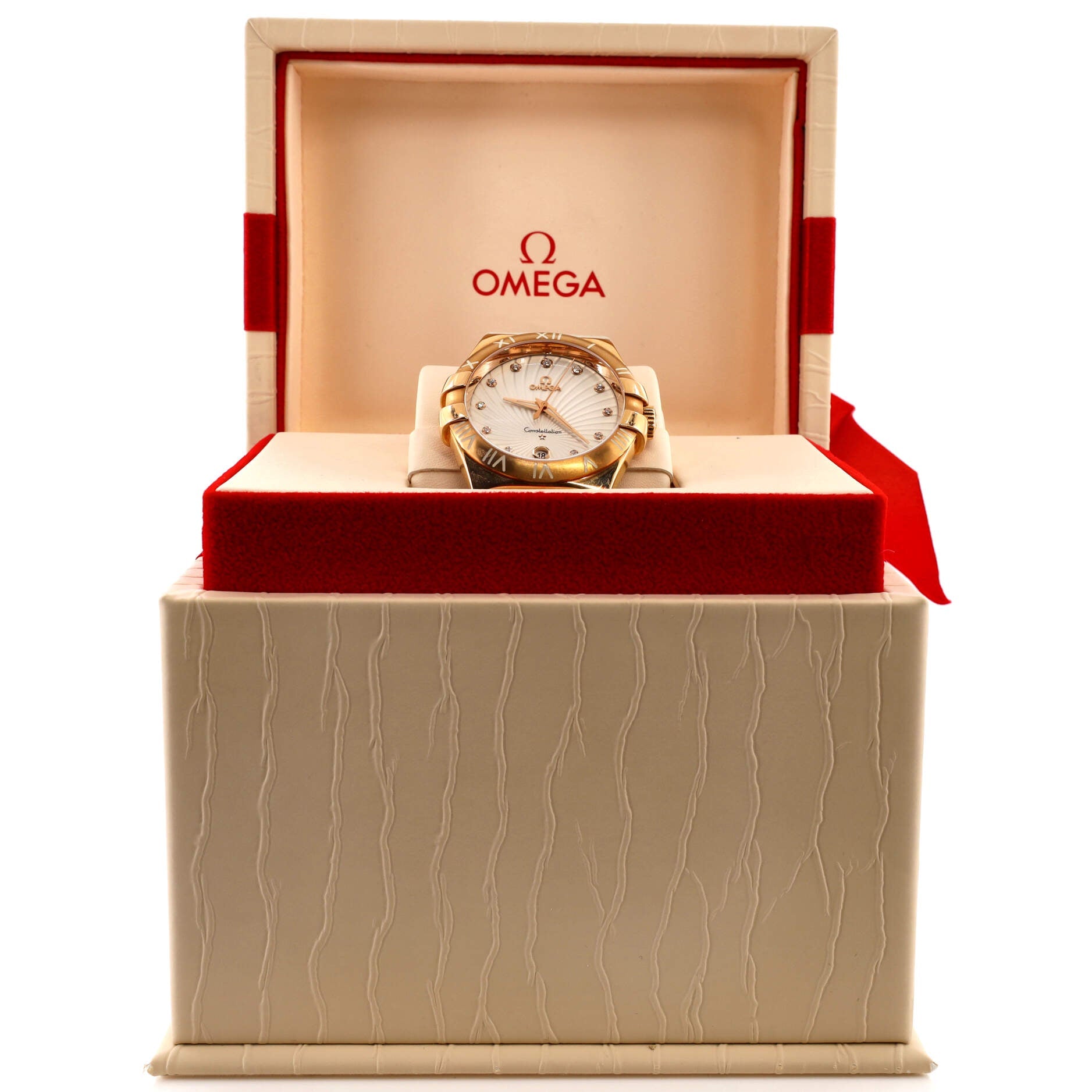 Constellation Quartz Watch Rose Gold and Alligator with Diamond Markers 35